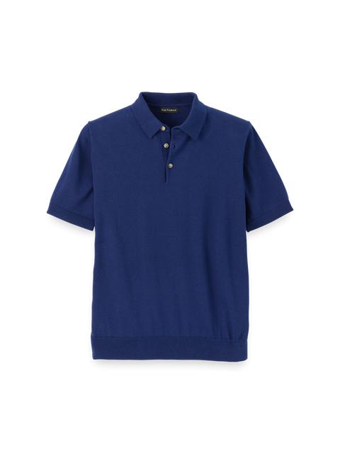 Supima Cotton Three Button Polo - Navy Product Image