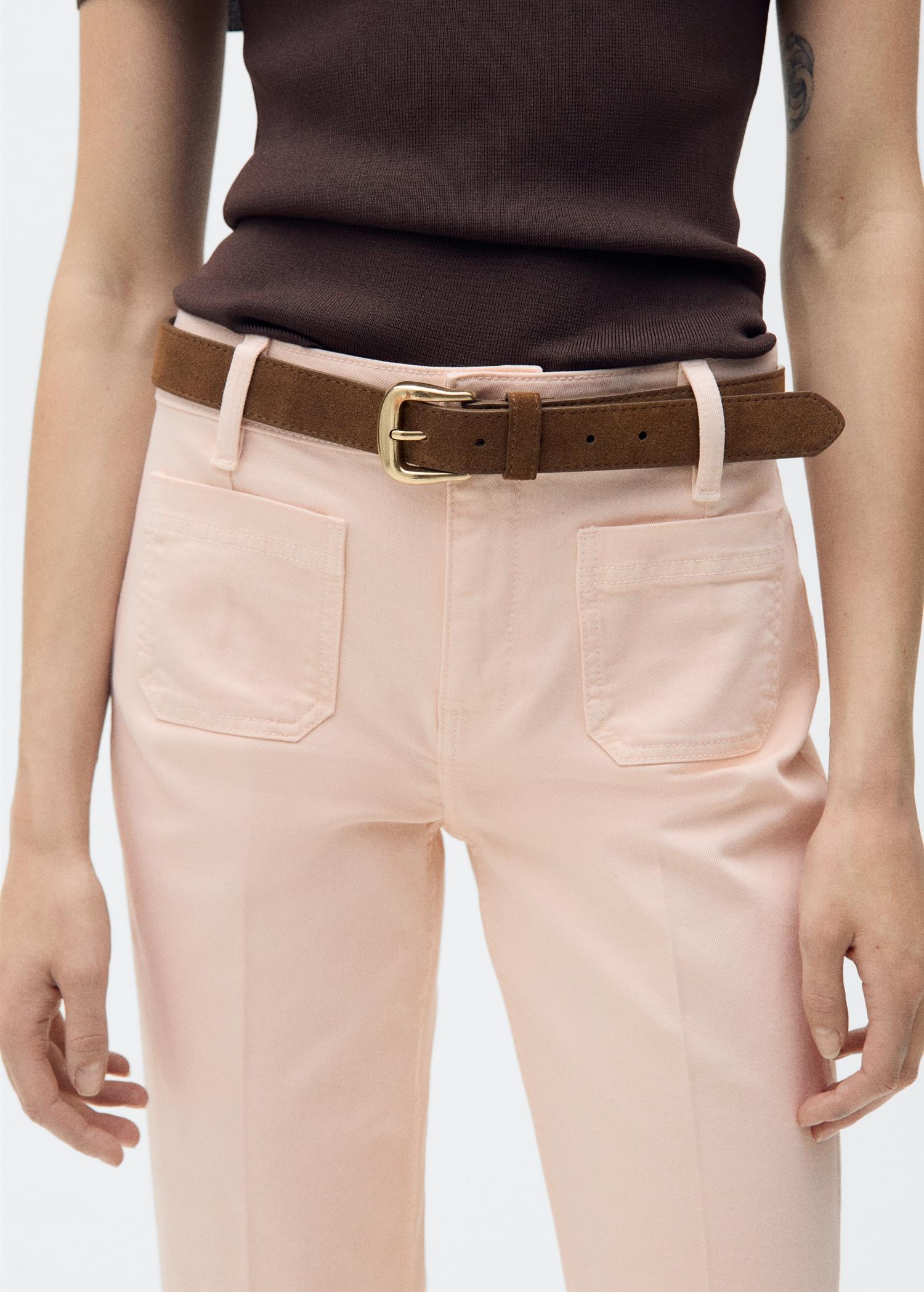 Flared cropped jeans with pockets - Women | MANGO USA Product Image