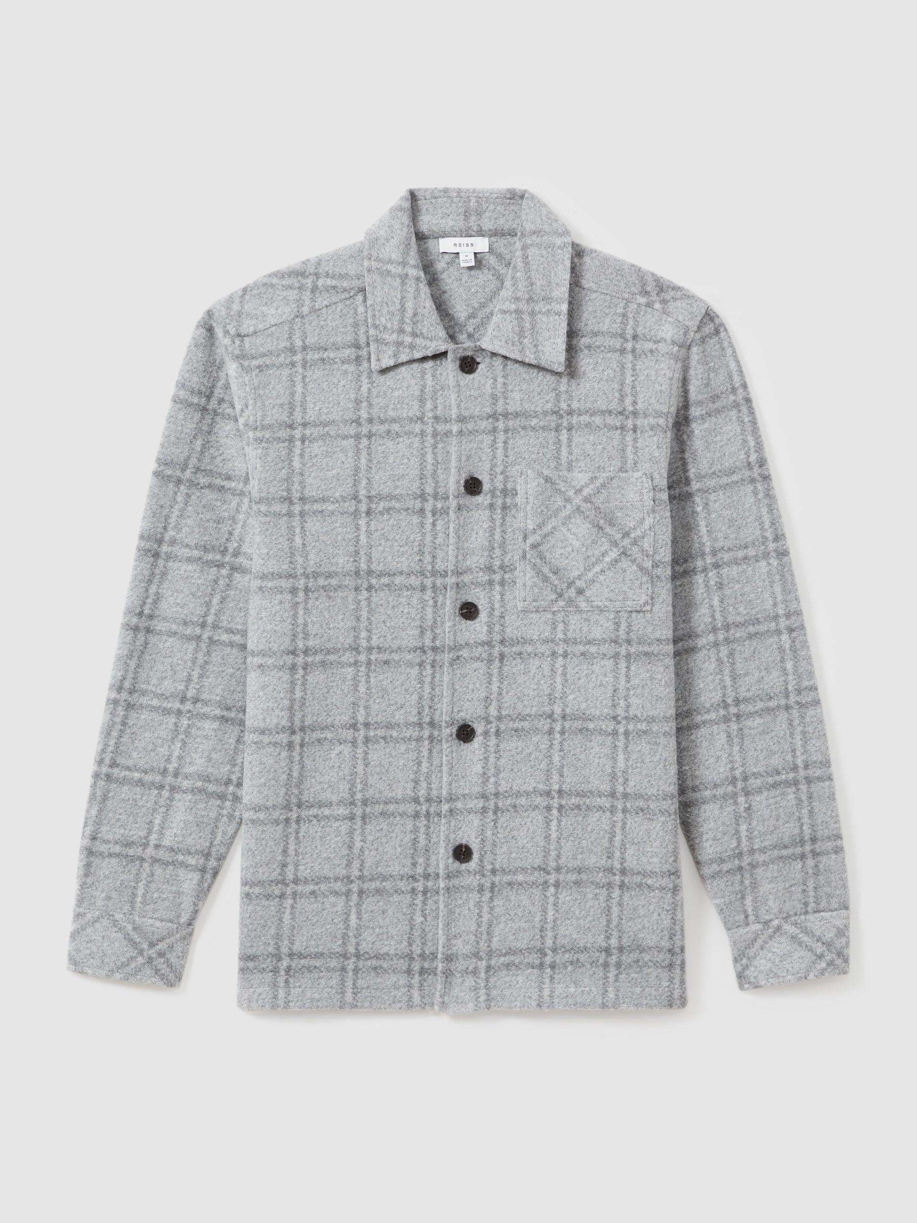 Brushed Check Overshirt in Soft Grey Product Image