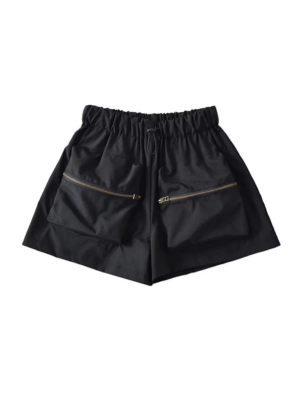 Big Pocket Elastic Waist Drawstring Loose Shorts Product Image