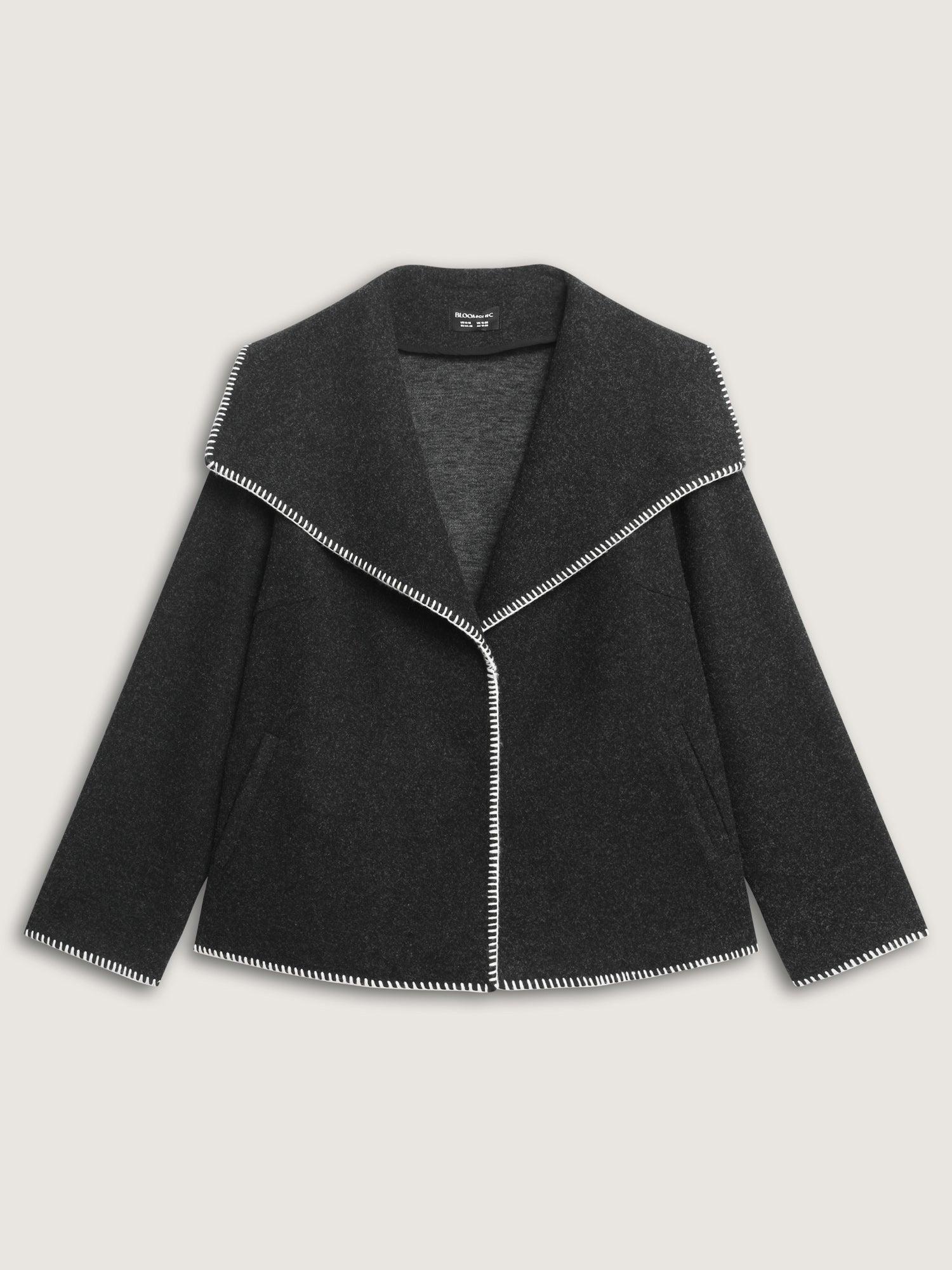 Wide Lapel Color Contrast Cropped Jacket Female Product Image