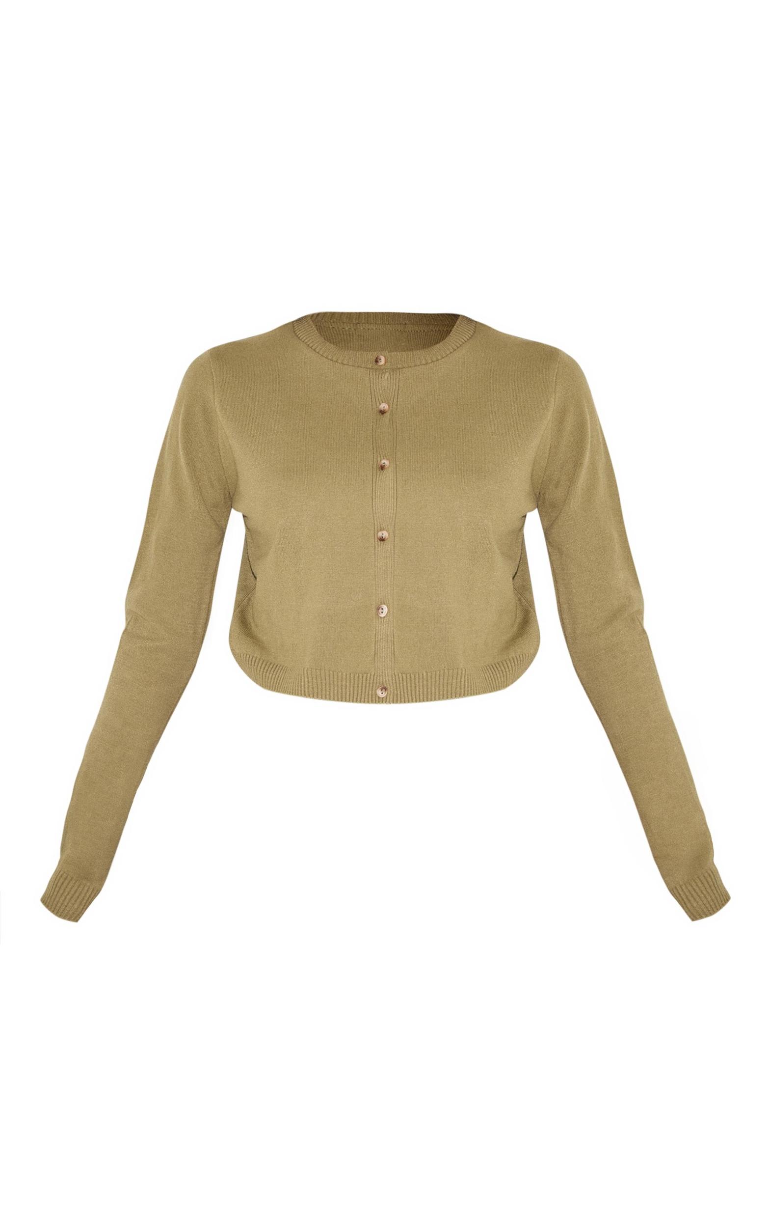 Olive Basic Button Up Knit Cardigan Product Image