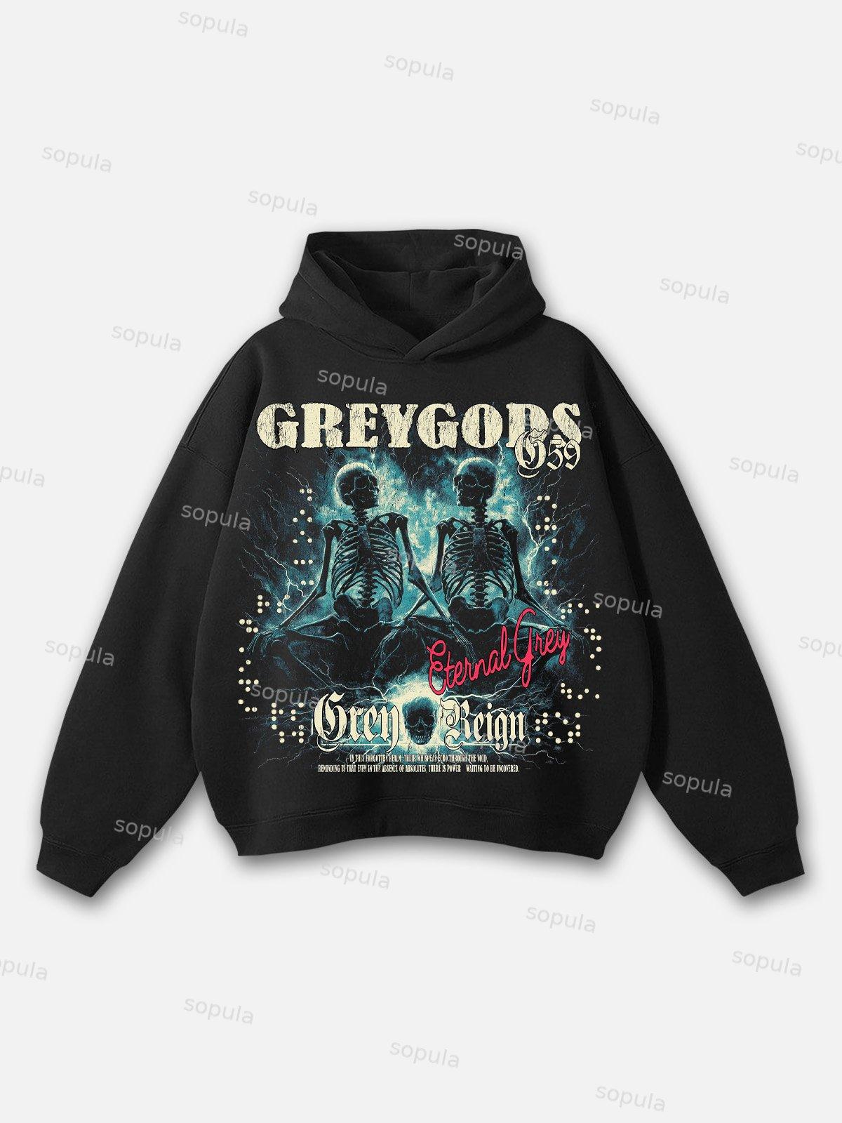 Sopula Greygods Gray Five Nine G59 Skull Graphics Pocketless Hoodie Product Image