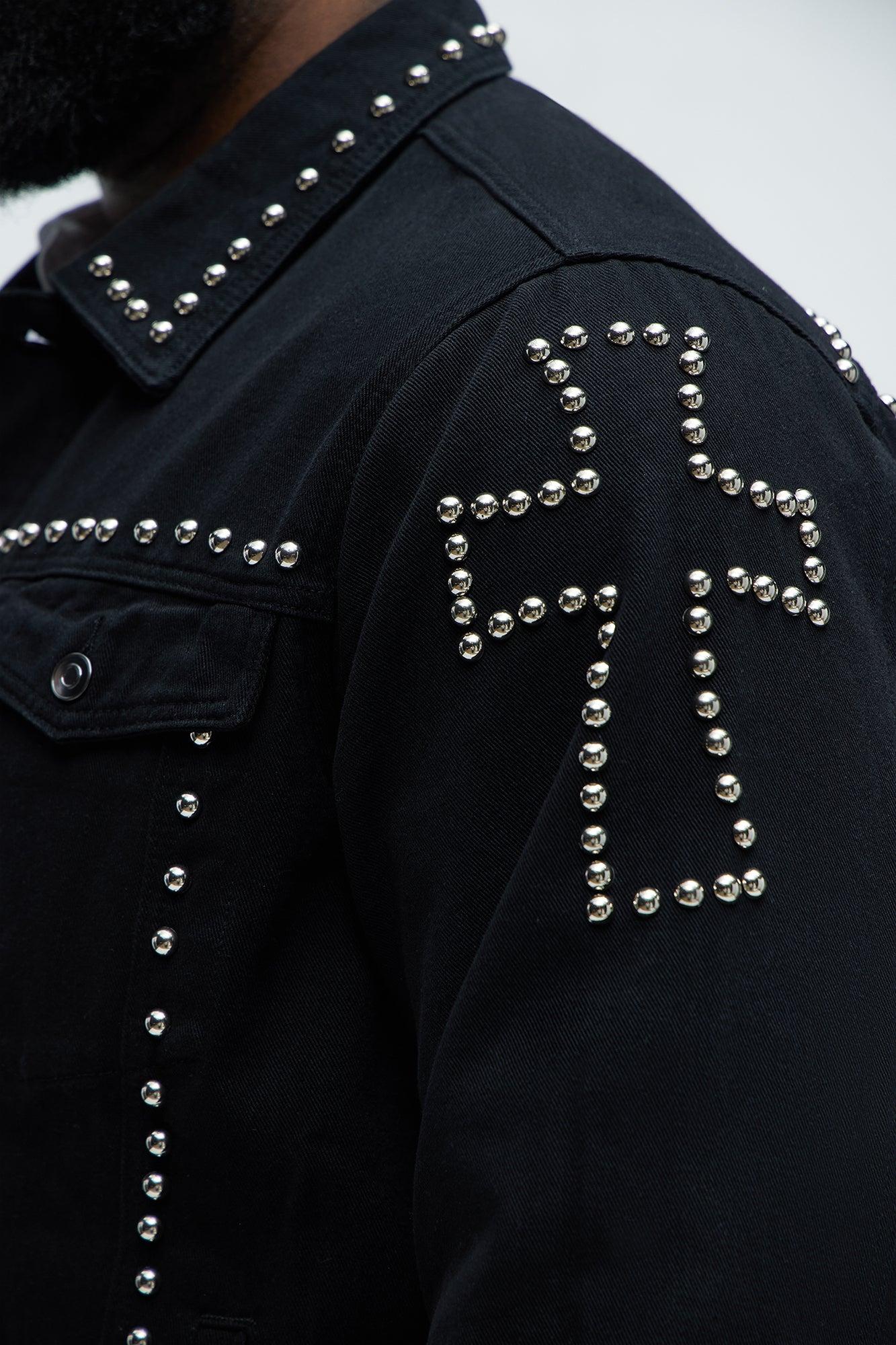 Rider Studded Trucker Jacket - Black Product Image