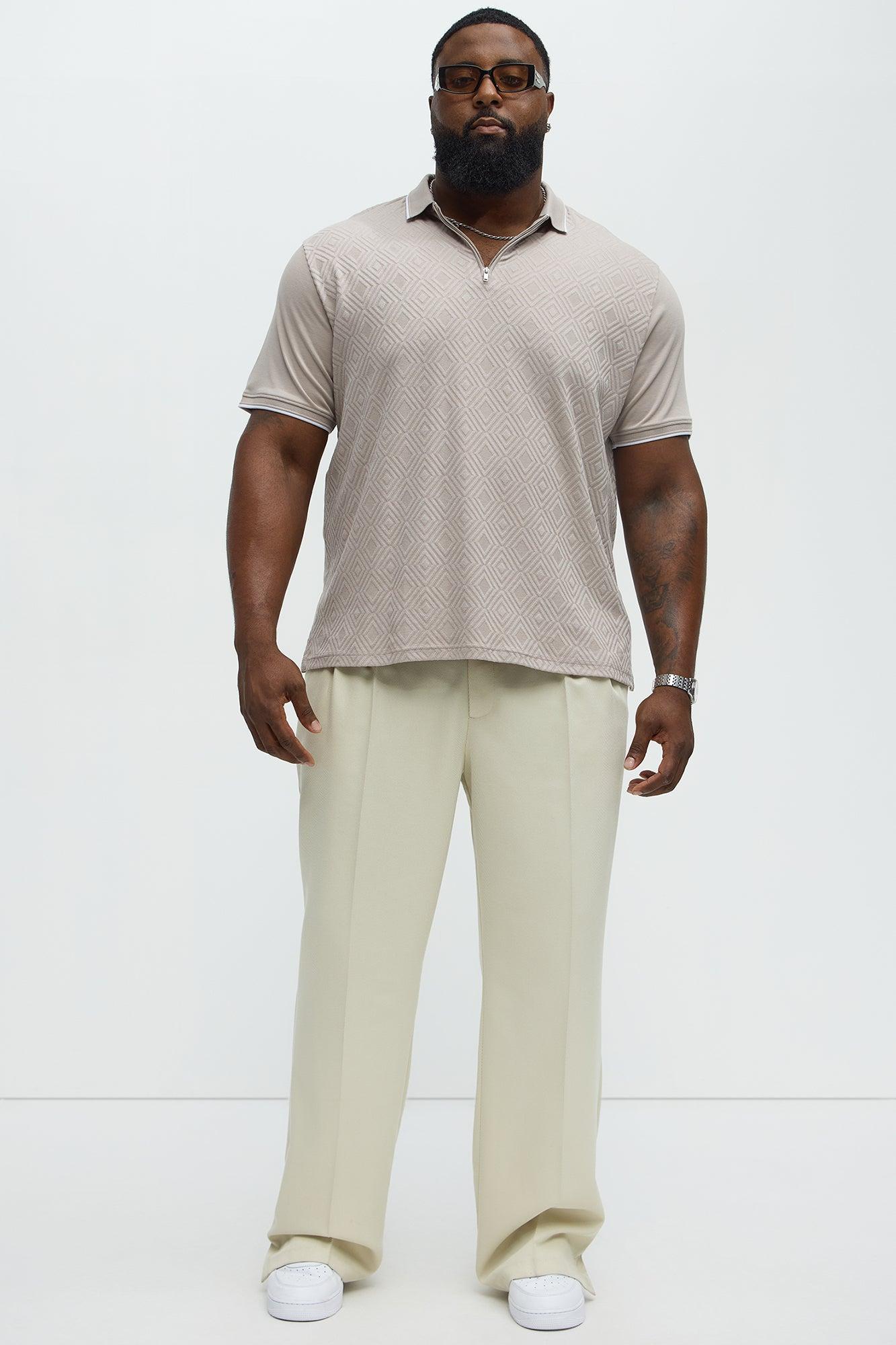 Diamond Textured Quarter Zip Polo - Sand/combo Product Image