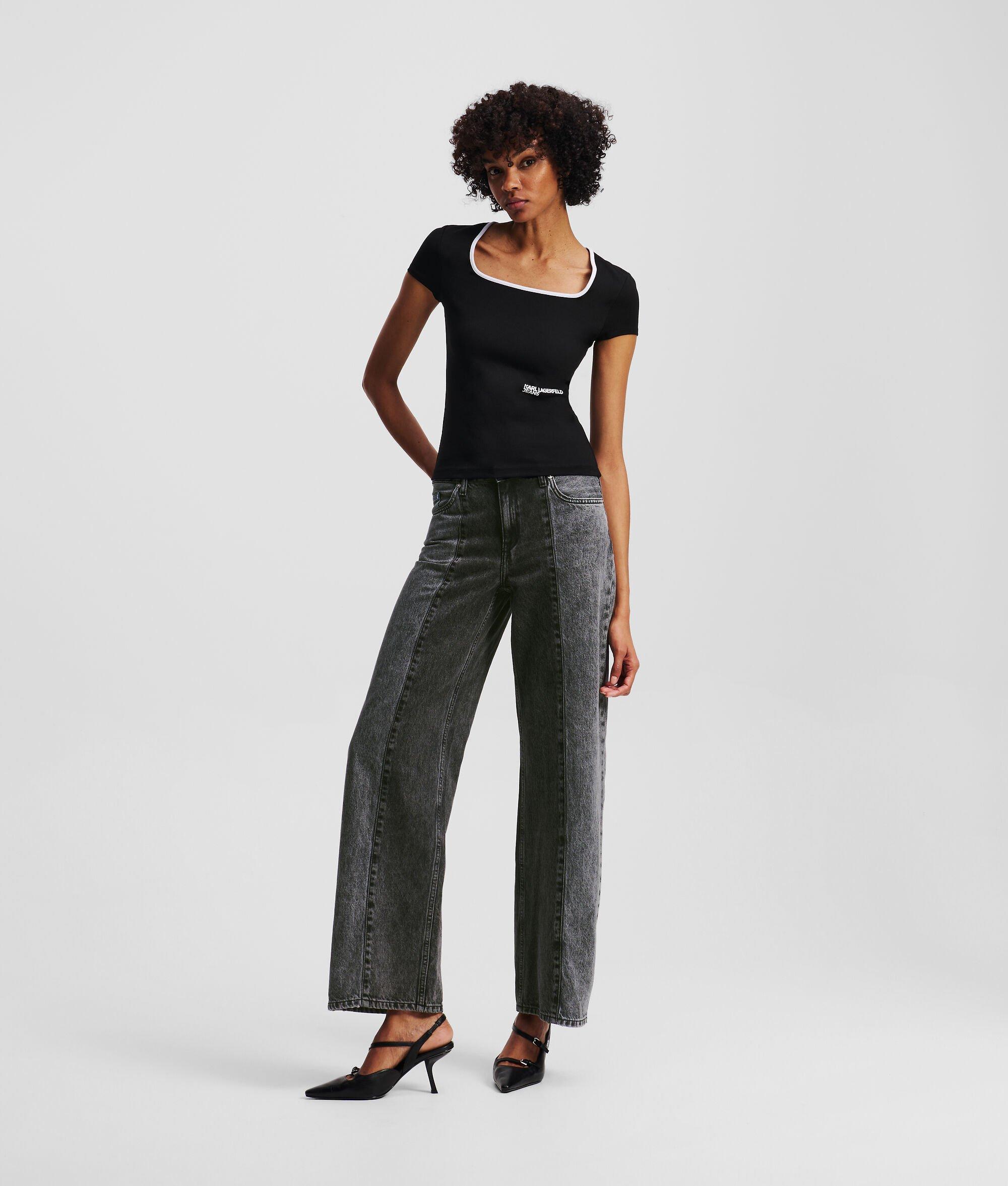 TWO-TONE MID-RISE RELAXED JEANS Product Image