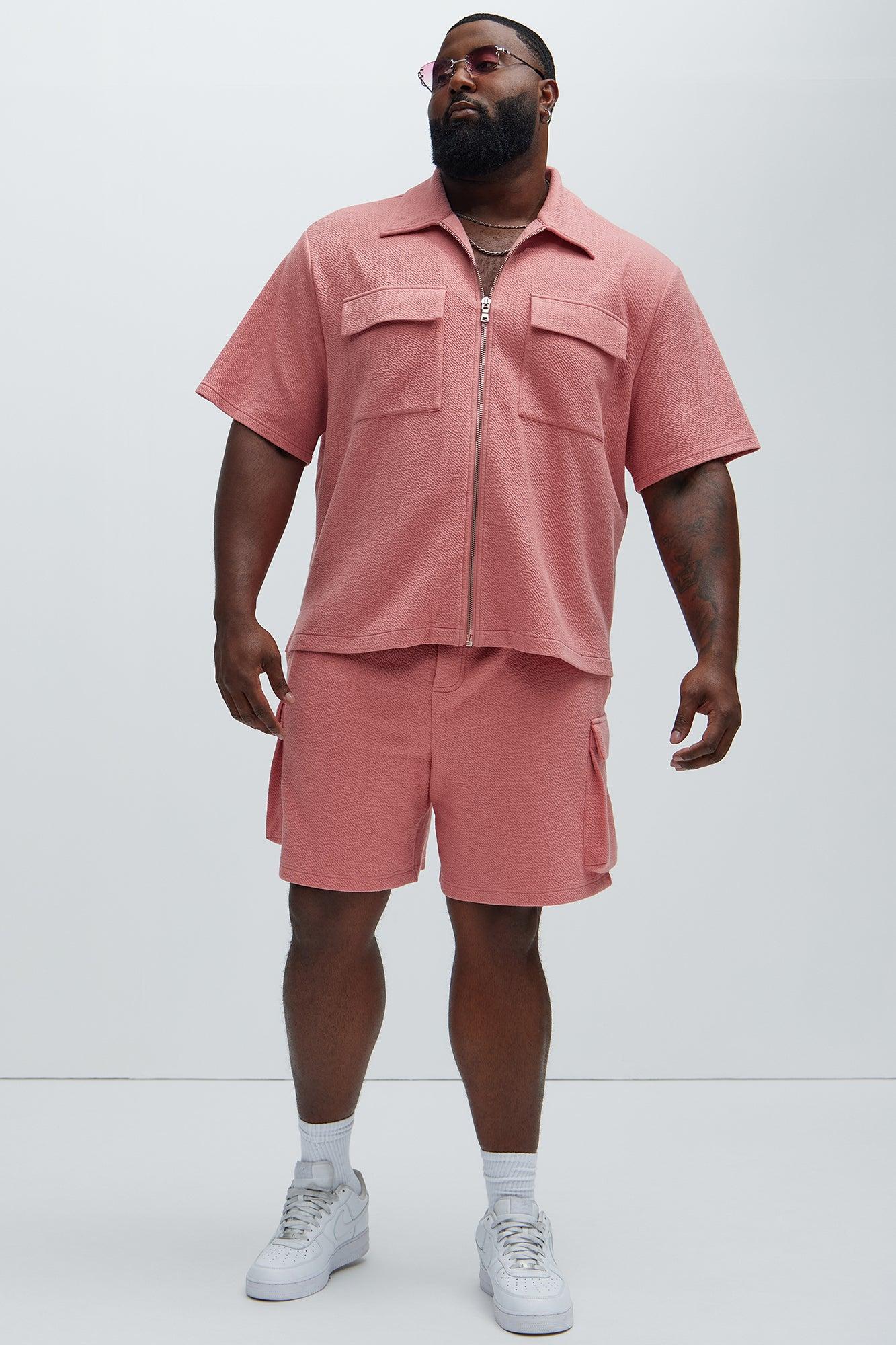 Lewis Zip Up Shirt - Pink Product Image