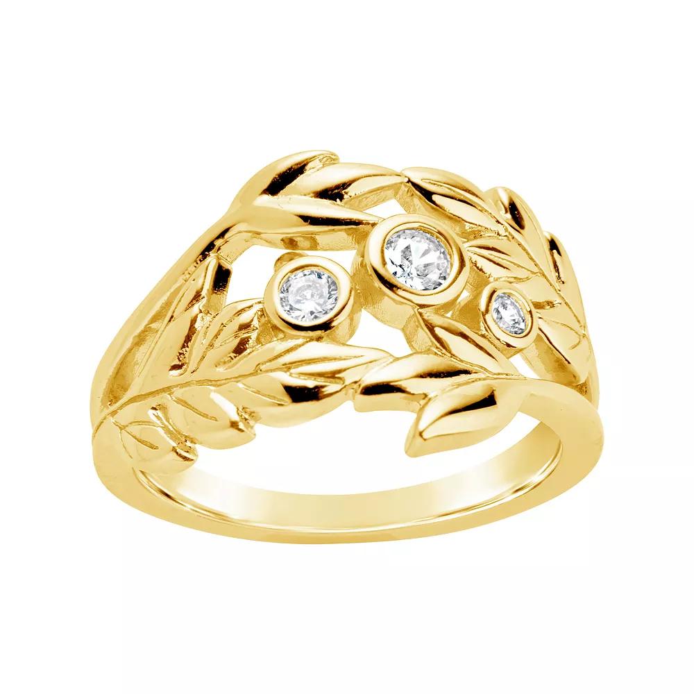 MC Collective Cubic Zirconia Leaf Ring, Women's, Size: 8, Gold Tone Product Image