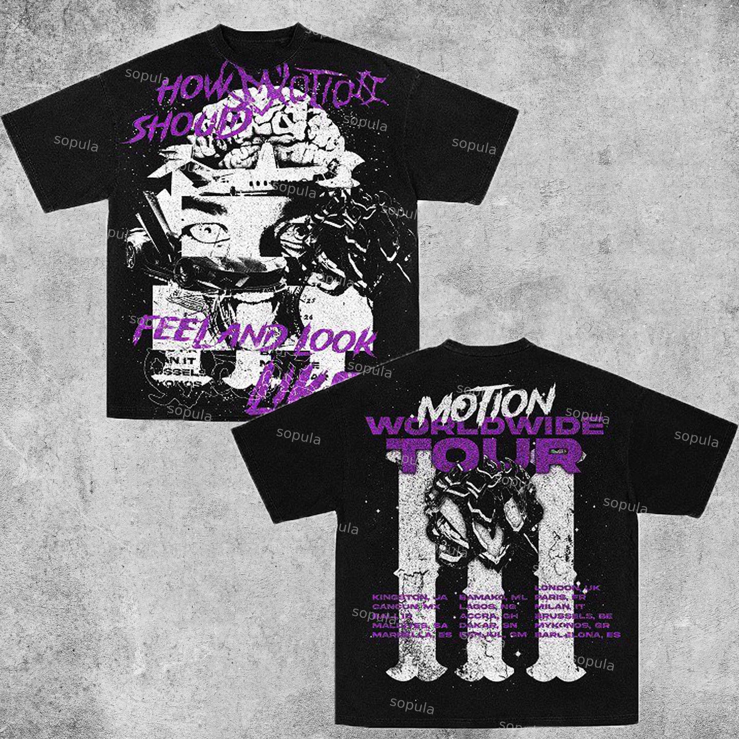 Vintage Motion World Tour Graphic Cotton T-Shirt Product Image