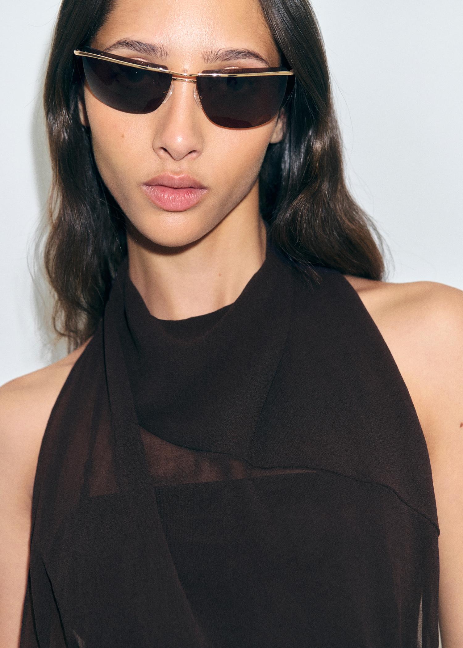 Puffy dress with draped neck - Women | MANGO USA Product Image