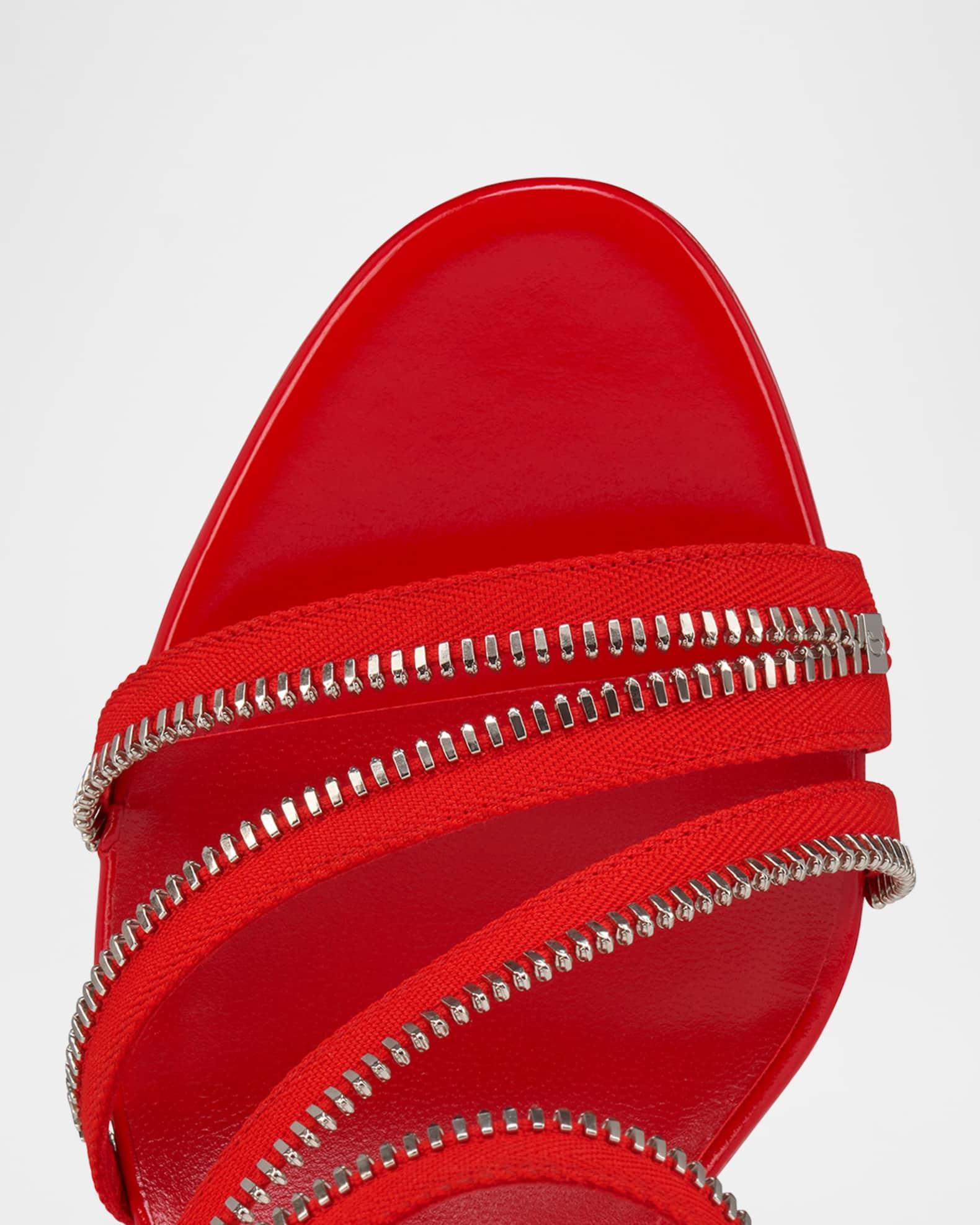 Meryl Zip Strass Leather Red Sole Sandals Product Image