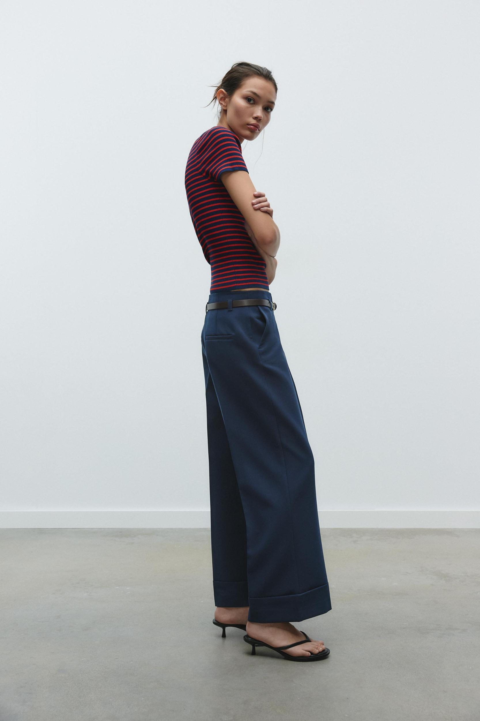 CUFFED BELTED PANTS Product Image
