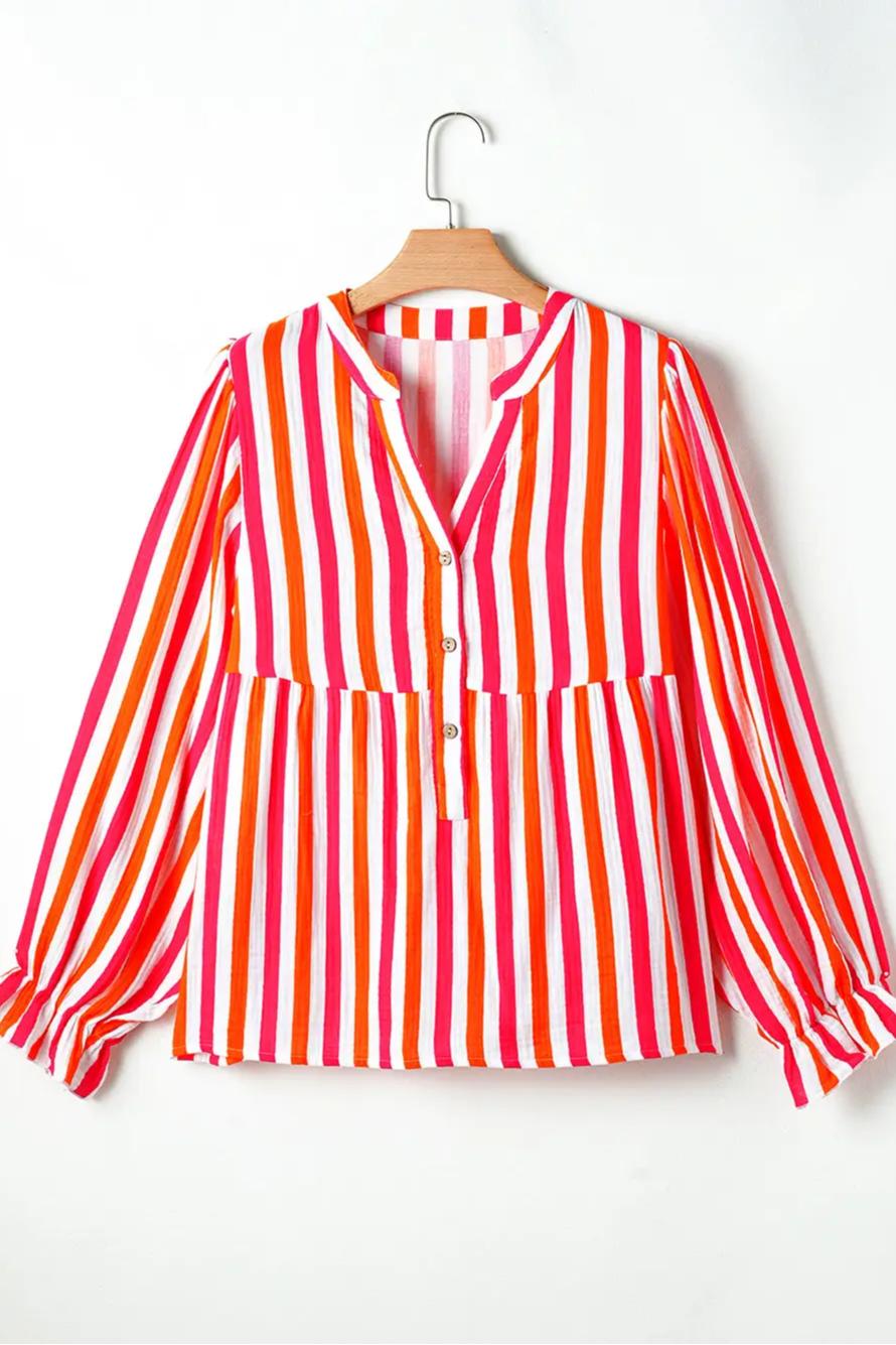 Sunset Stripes Balloon Sleeve Blouse Product Image
