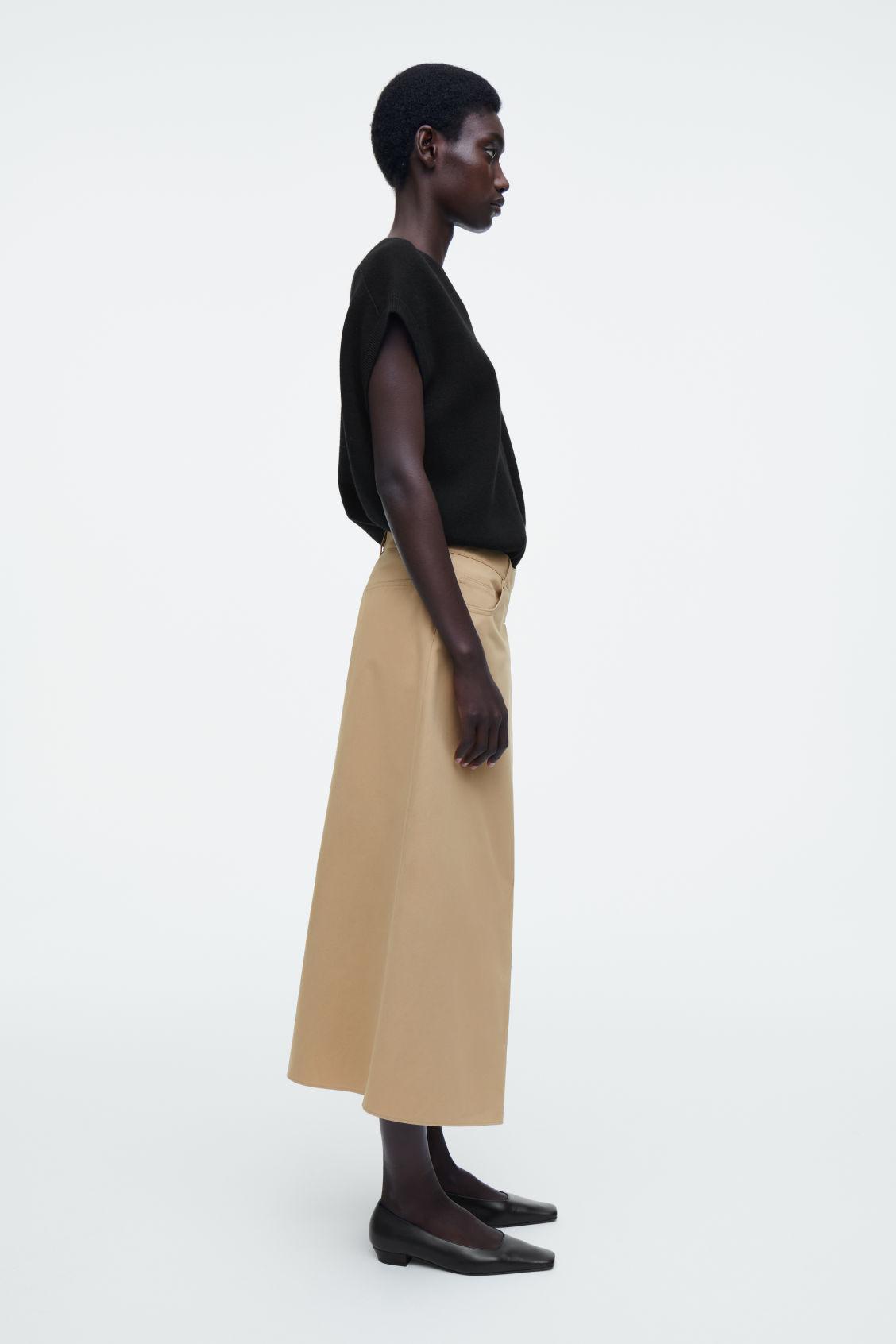 ASYMMETRIC COTTON MIDI SKIRT Product Image