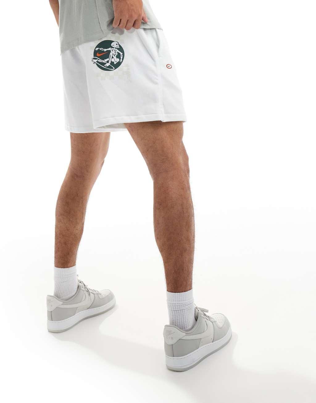 Nike club skeleton skate shorts in white Product Image