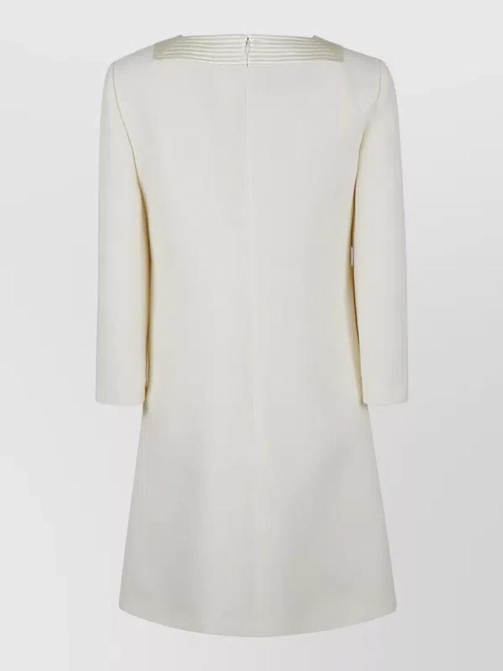 VALENTINO Embellished Silk Satin-trimmed Wool And Silk-blend Crepe Mini Dress In White Product Image