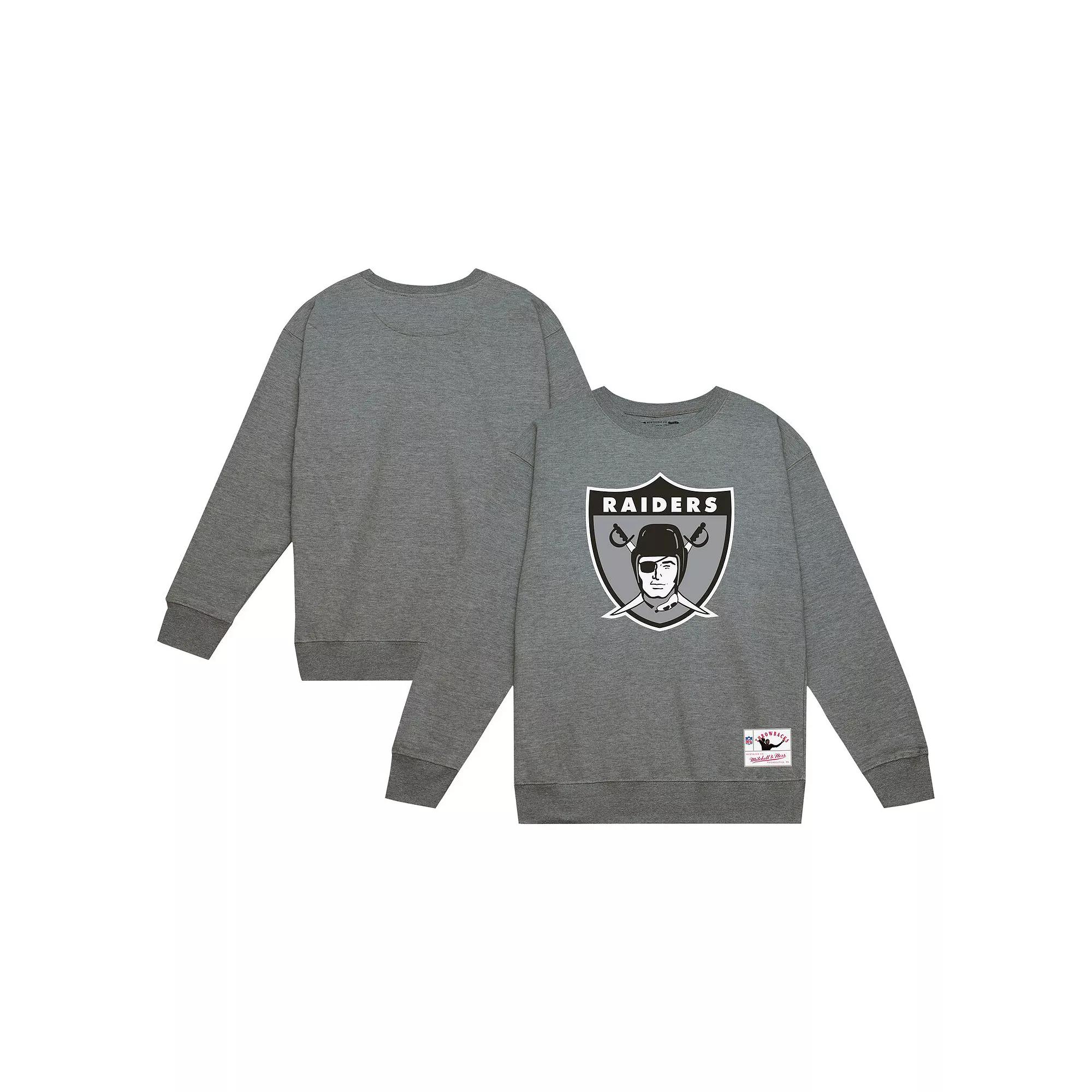 Men's Mitchell & Ness Heather Gray Las Vegas Raiders Basic Fleece Pullover Sweatshirt,  Product Image