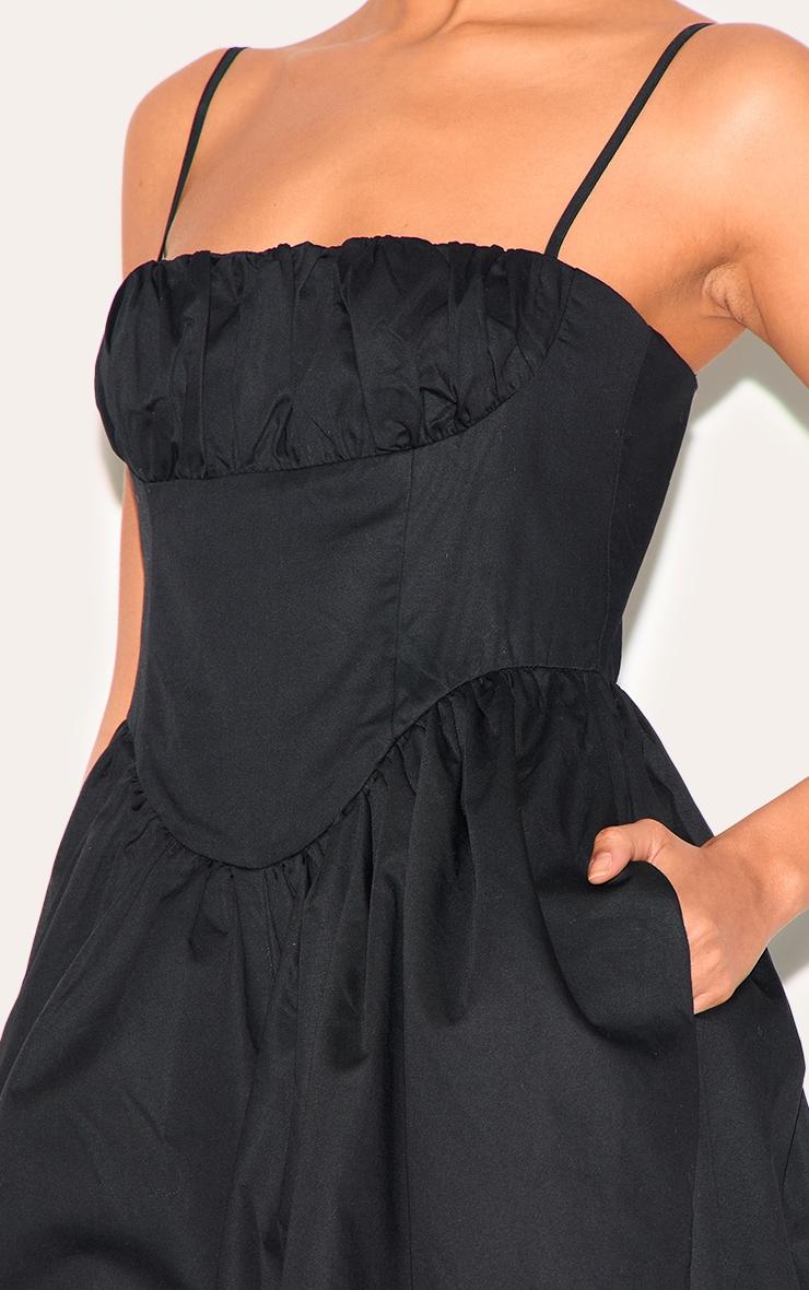 Black Premium Ruched Corset Detail Wide Leg Jumpsuit Product Image