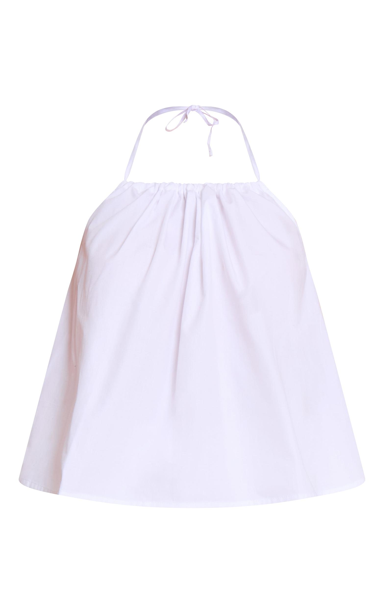  White Poplin Low Back Halterneck Top Product Image