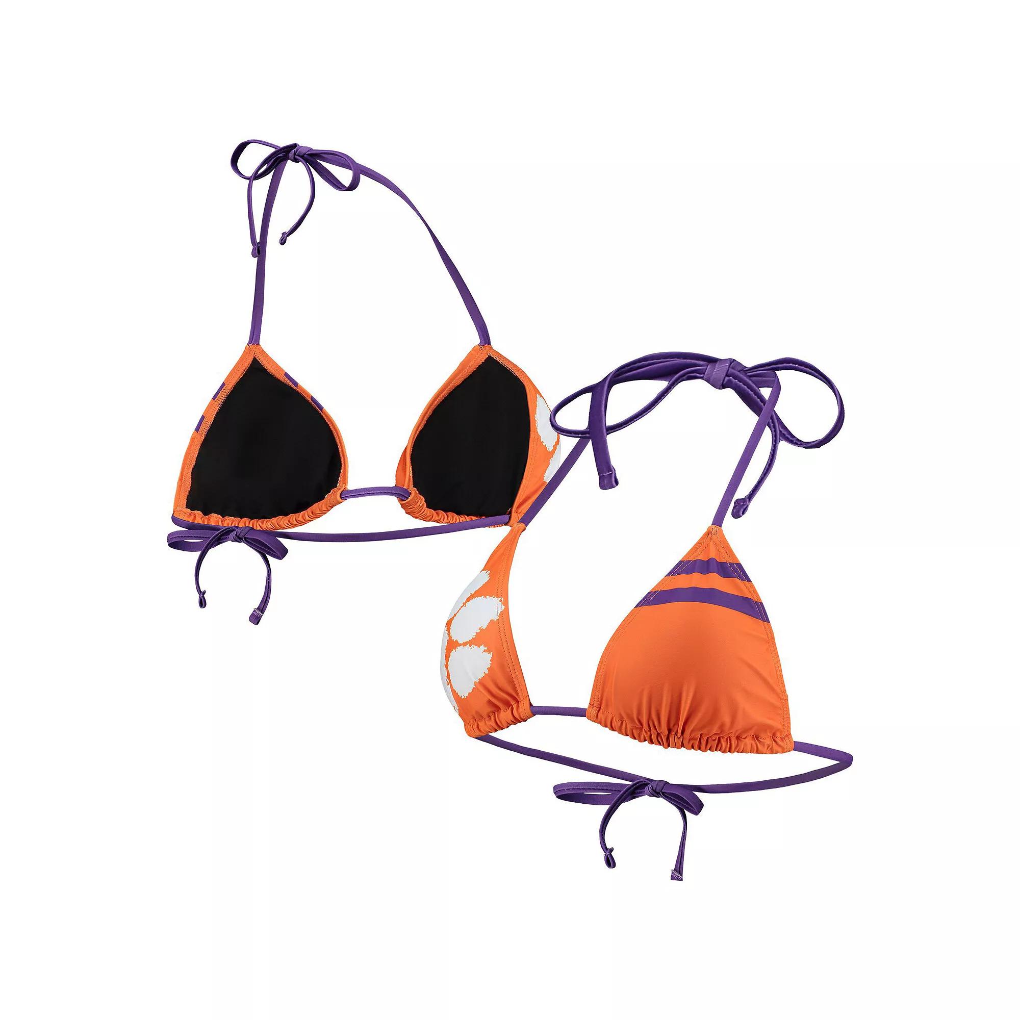 Women's FOCO Orange Clemson Tigers Wordmark Bikini Top, Size: XL Product Image