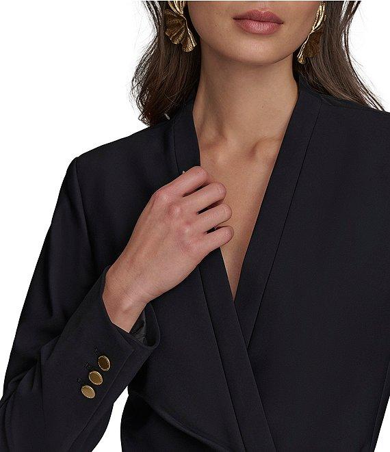 Donna Karan Gold Bar Hardware V-Neck Long Sleeve Wrap Jacket Product Image