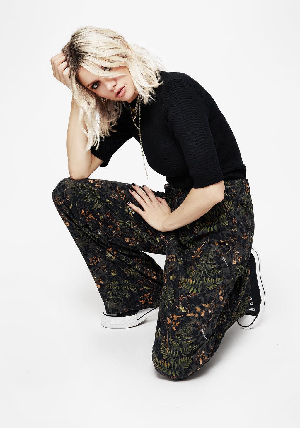 Wither Fern Print Wide Leg Trousers Product Image