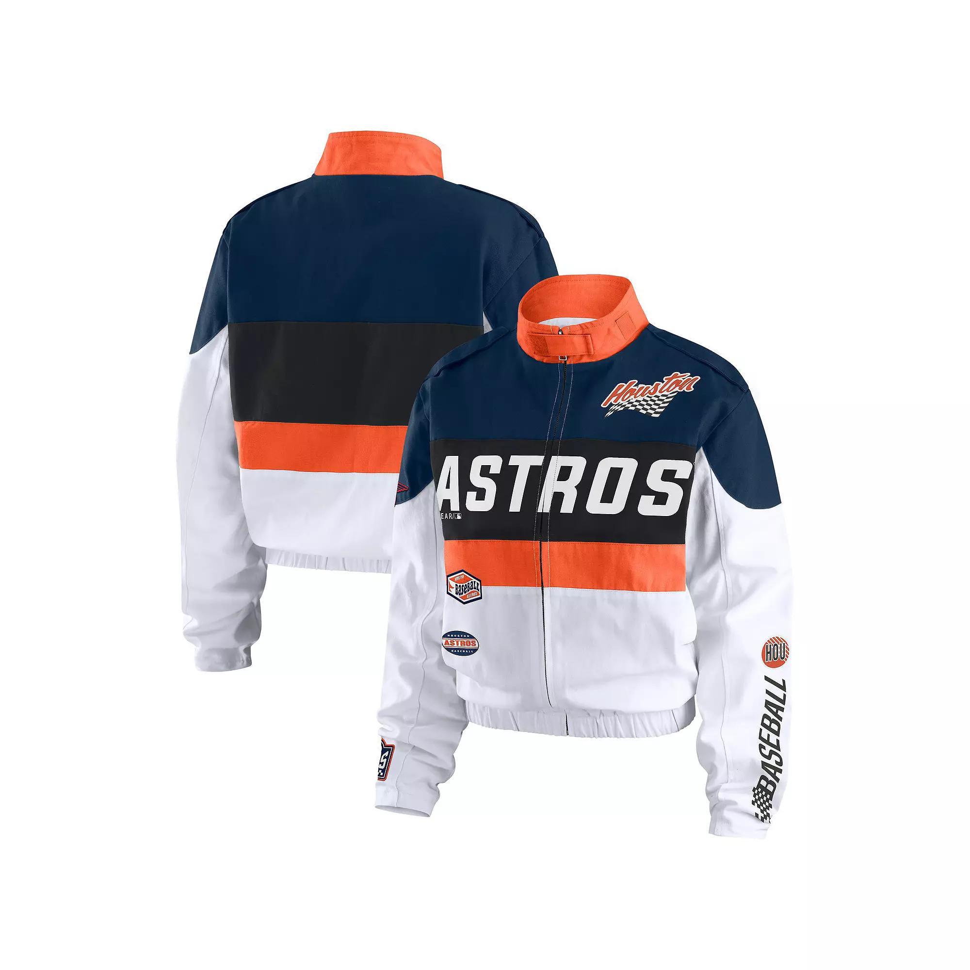 Women's WEAR by Erin Andrews Orange/White Houston Astros Racing Full-Zip Jacket,  Product Image