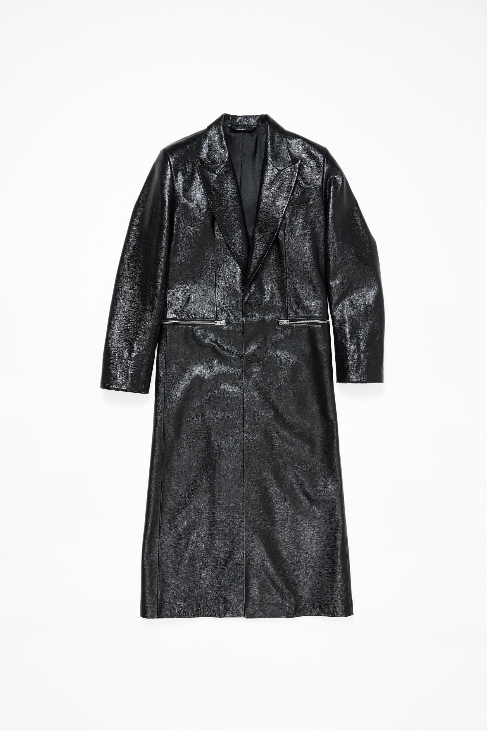 Single-breasted leather  coat Product Image