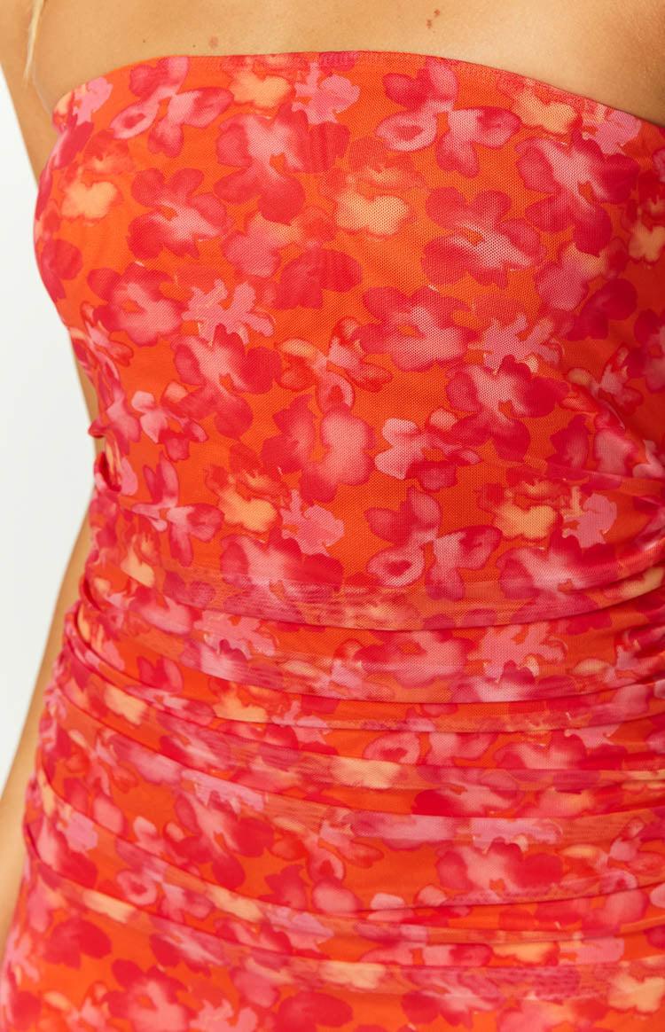 Imogen Orange Floral Print Maxi Dress Product Image