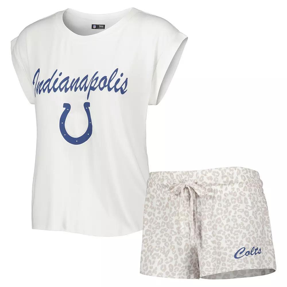 Women's Concepts Sport White/Cream Indianapolis Colts Montana Knit T-Shirt & Shorts Sleep Set,  Product Image