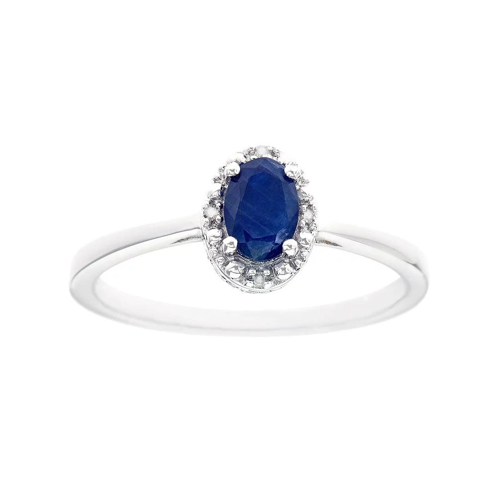 Celebration Gems Sterling Silver Sapphire & Diamond Accent Oval Halo Ring, Women's,  Product Image