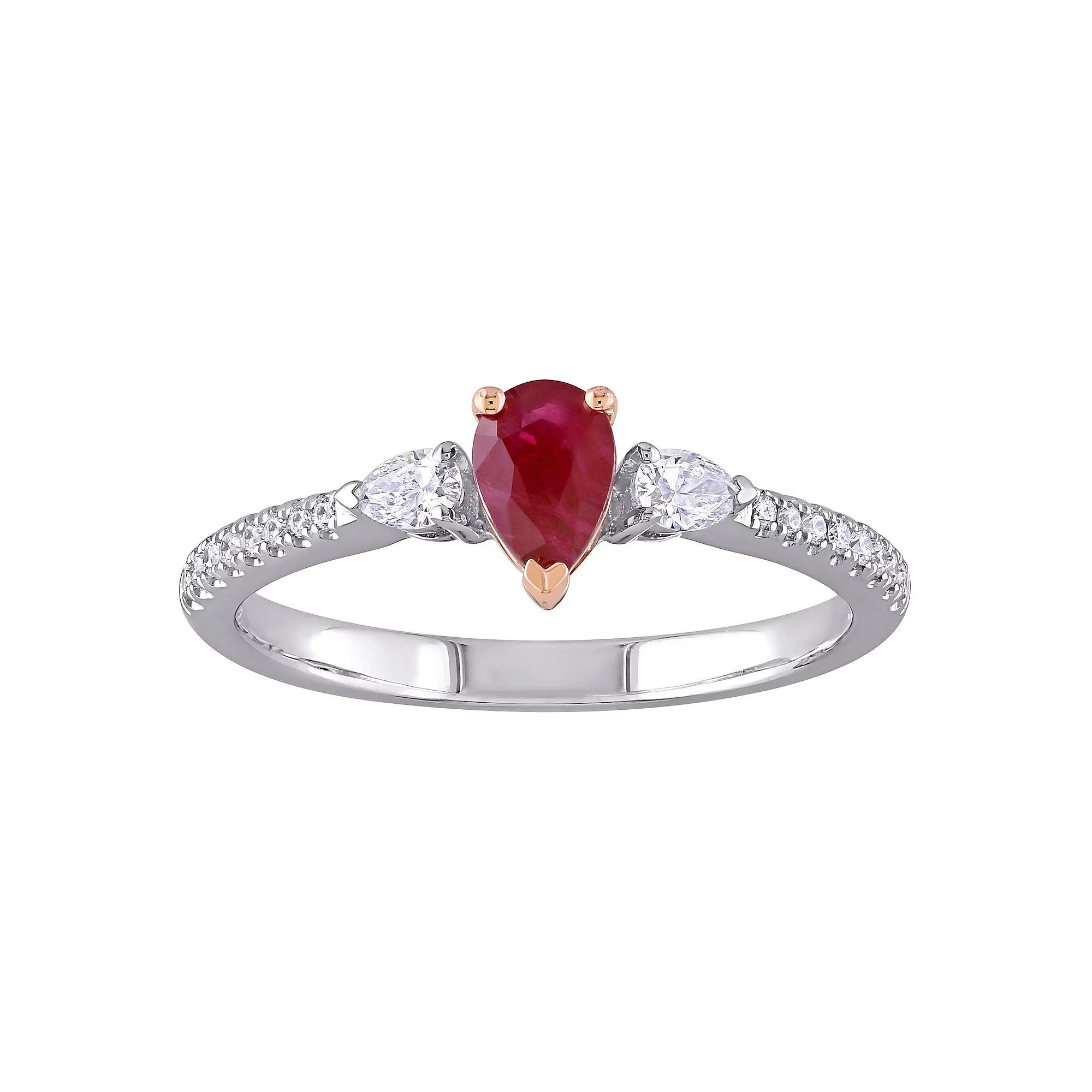Stella Grace 14k Two Tone Gold Ruby & 1/4 Carat T.W. Diamond Ring, Women's,  Product Image