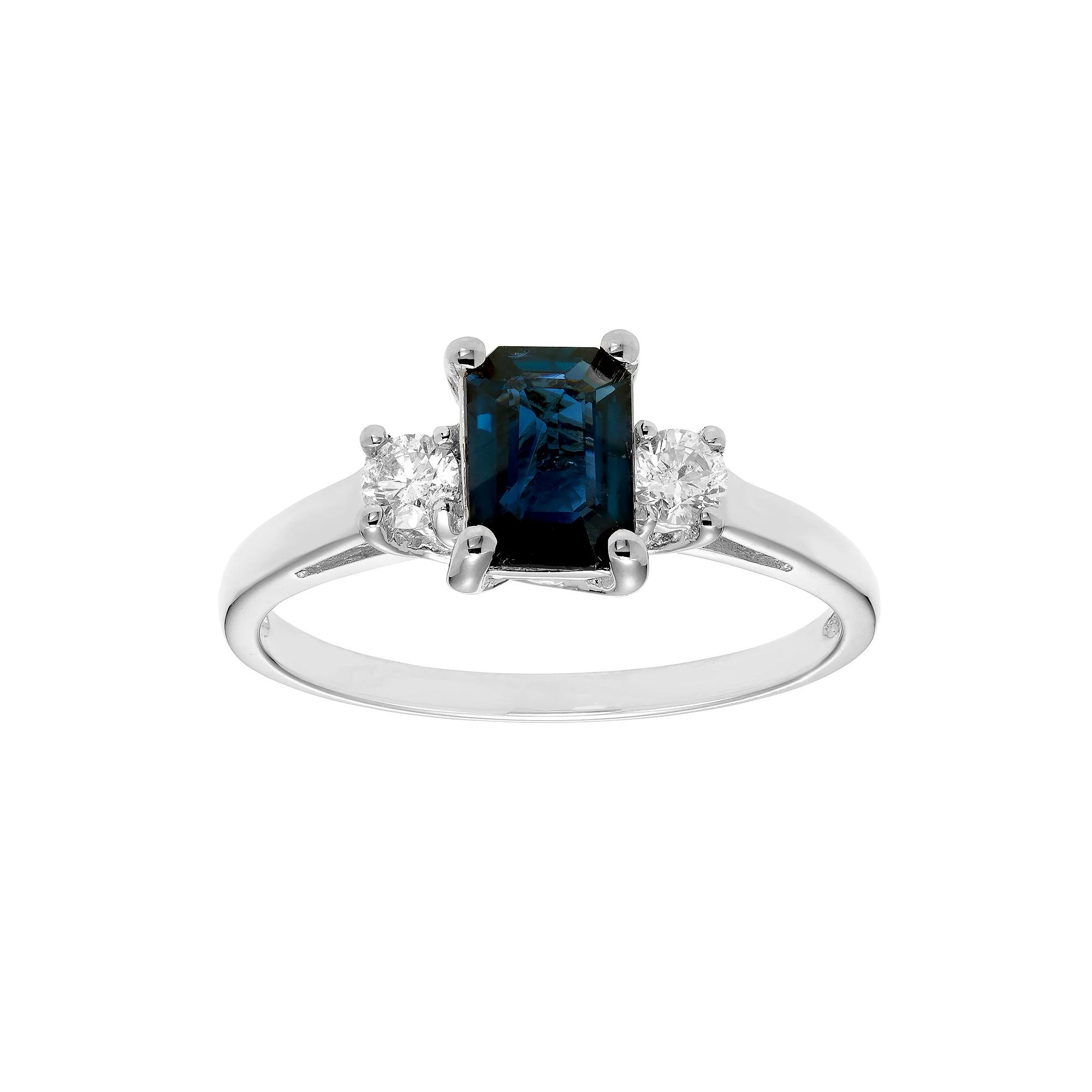 The Regal Collection 14k Gold Sapphire & 1/5 Carat T.W. IGL Certified Diamond 3-Stone Ring, Women's,  Product Image