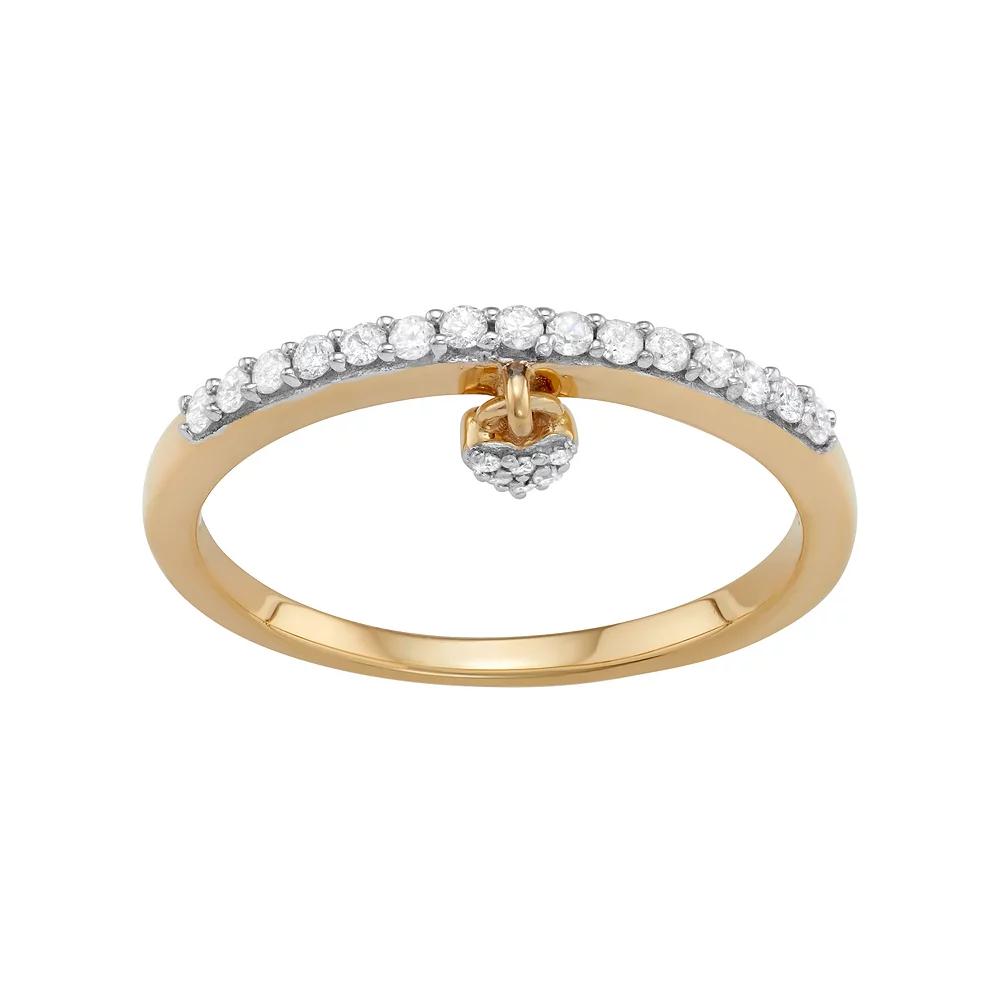 Jewelexcess Sterling Silver 1/5 Carat T.W. Diamond Heart Charm Ring, Women's,  Product Image