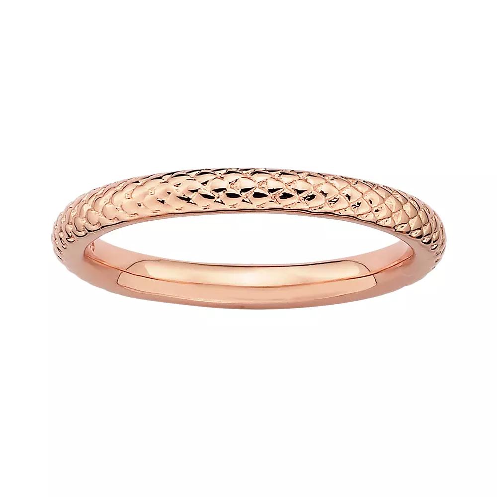 Stacks & Stones 18k Rose Gold Over Silver Cable Stack Ring, Women's, Size: 6, Pink Product Image