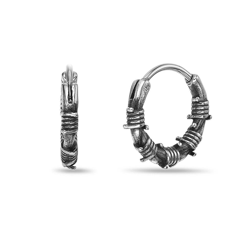 Men's LYNX Stainless Steel Hoop Earrings Product Image