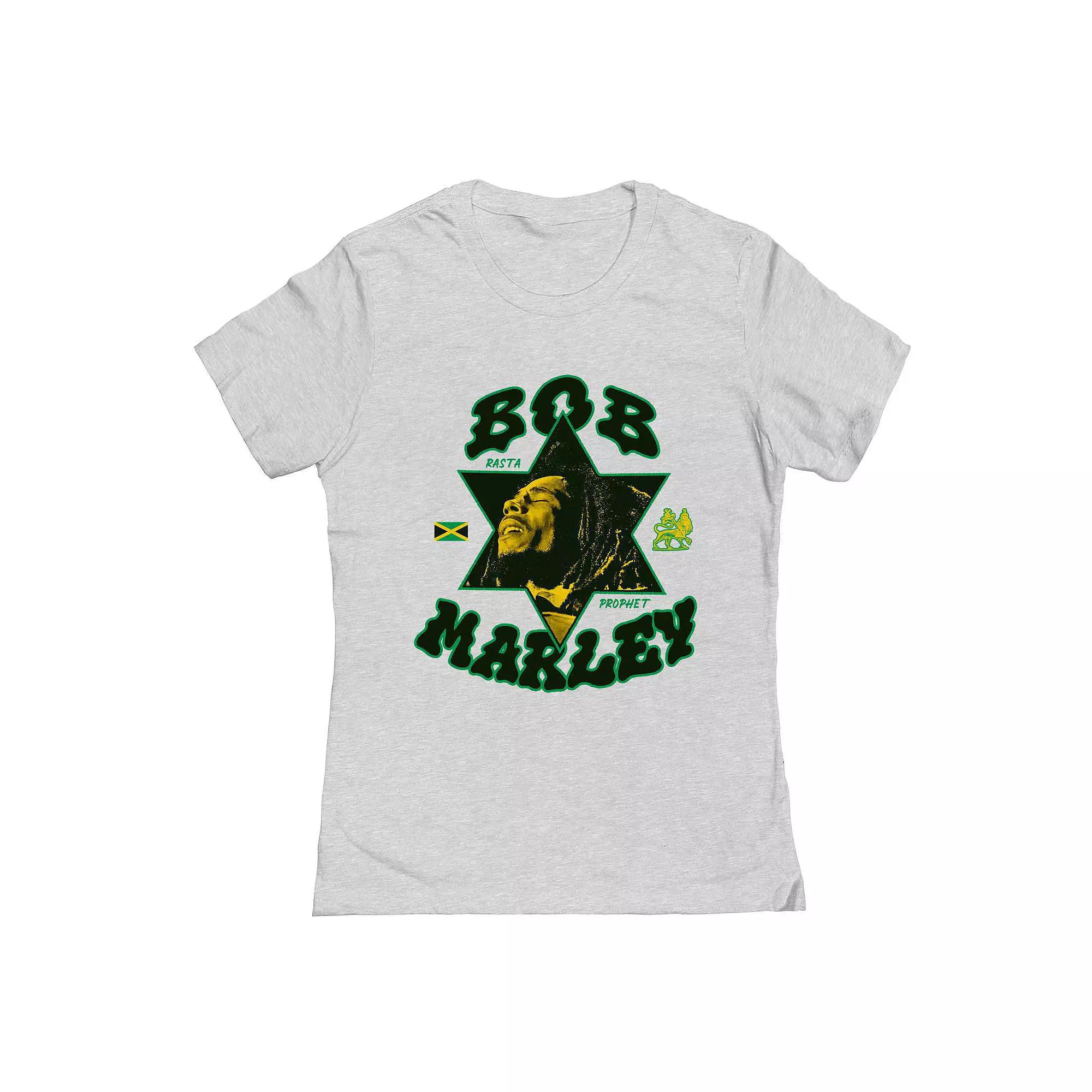 Juniors Bob Marley Rasta Prophet Star Graphic Tee, Womens Grey Gray Product Image