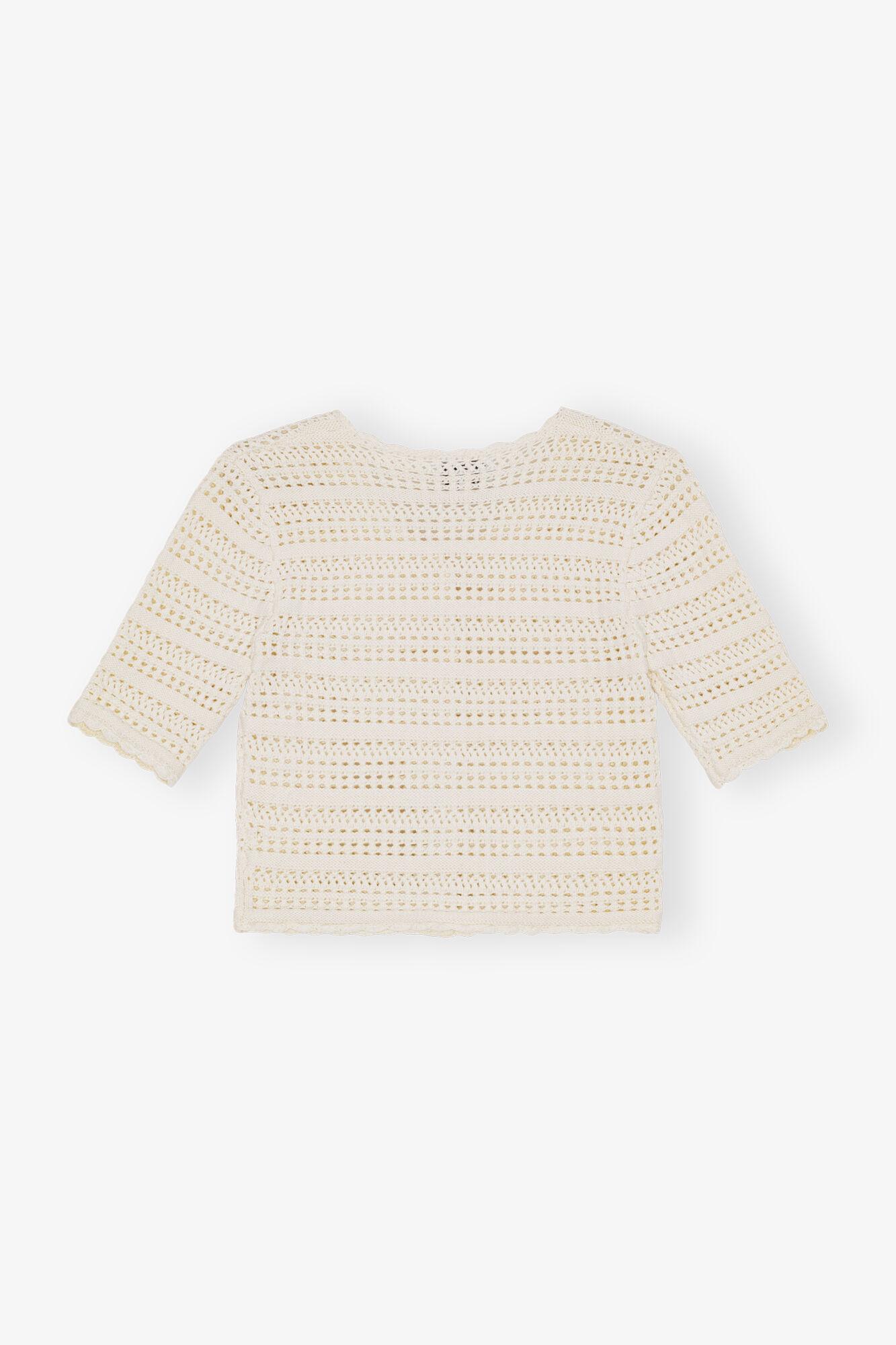 Ivory Pointelle Short Sleeve Cardigan Product Image