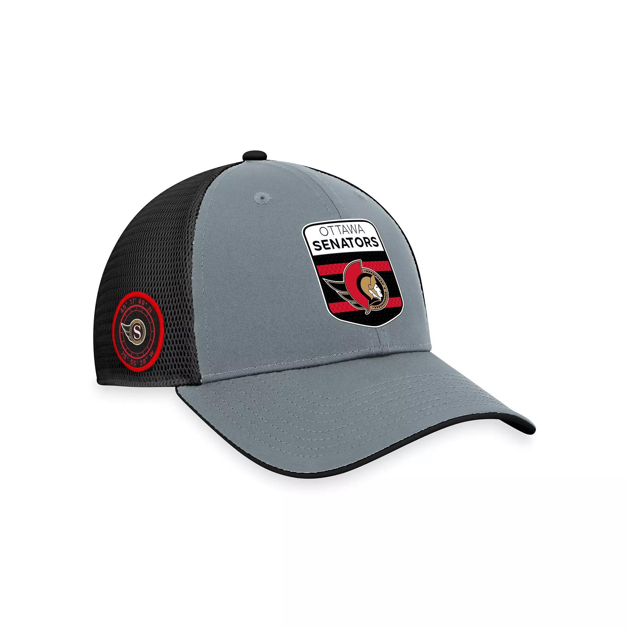 Men's Fanatics Branded Gray/Black Ottawa Senators Authentic Pro Home Ice Trucker Adjustable Hat, Sen Grey Product Image
