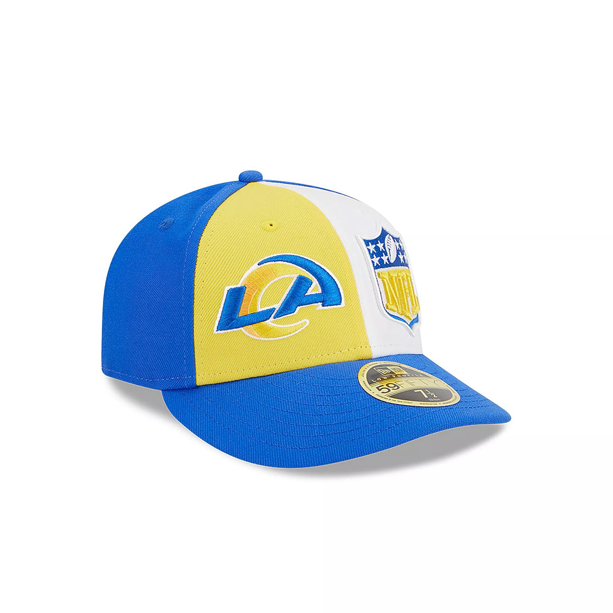 Men's New Era  Yellow/Royal Los Angeles Rams 2023 Sideline Low Profile 59FIFTY Fitted Hat, Size: 7 3/8, Gold Product Image
