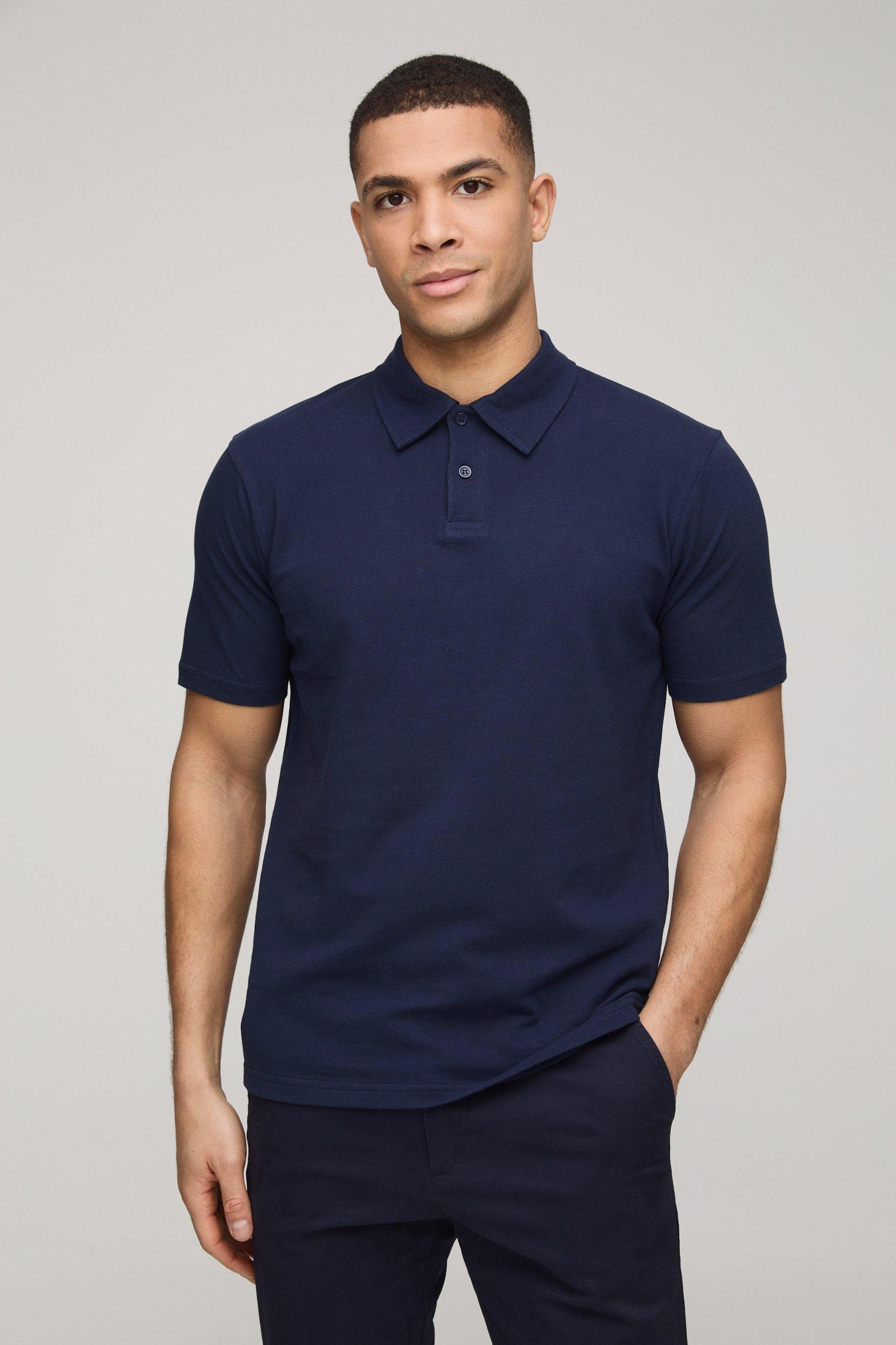 Slim Fit Basic Pique Polo | boohooMAN USA Product Image