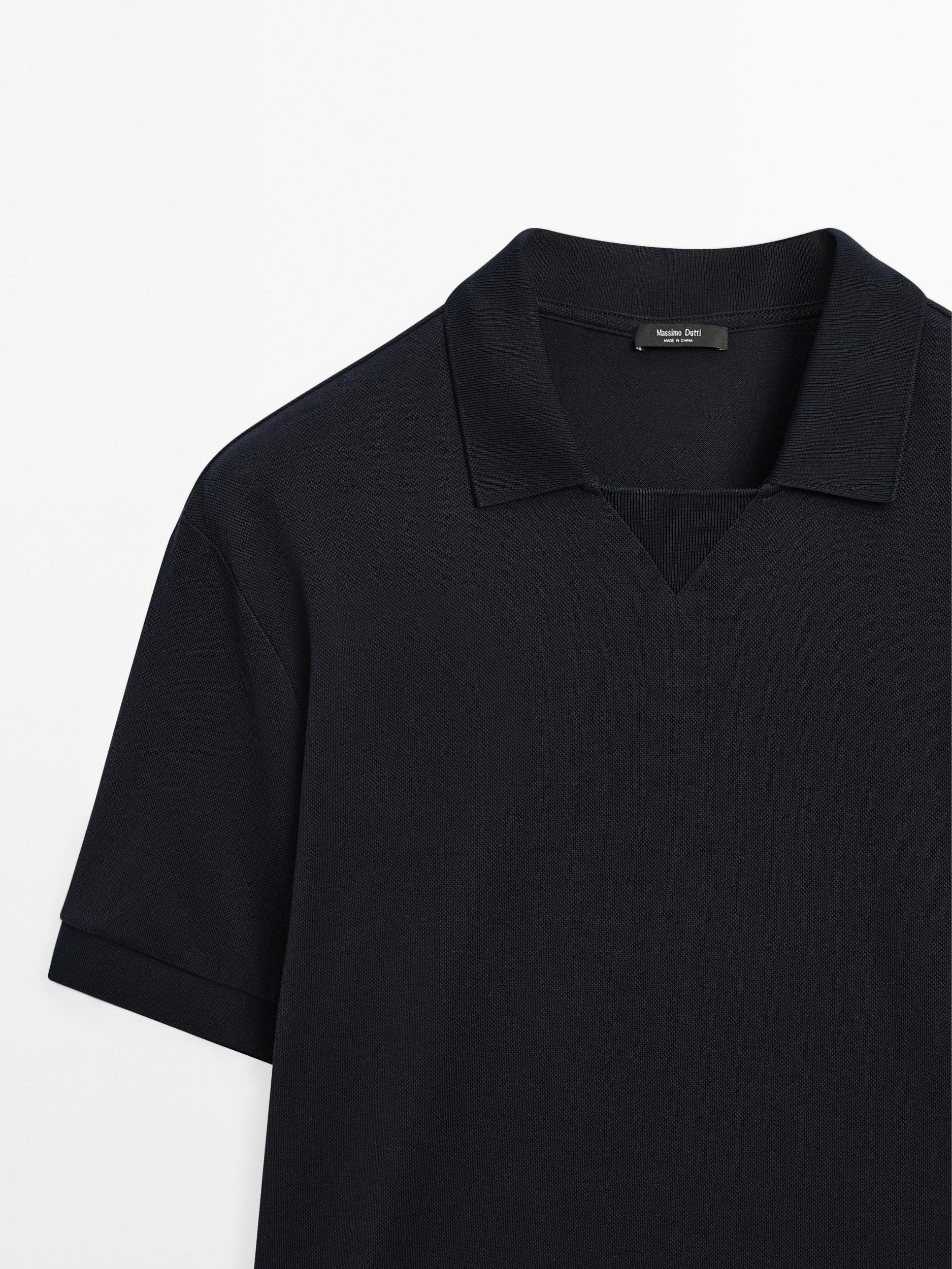 Short sleeve micro-textured polo shirt Product Image