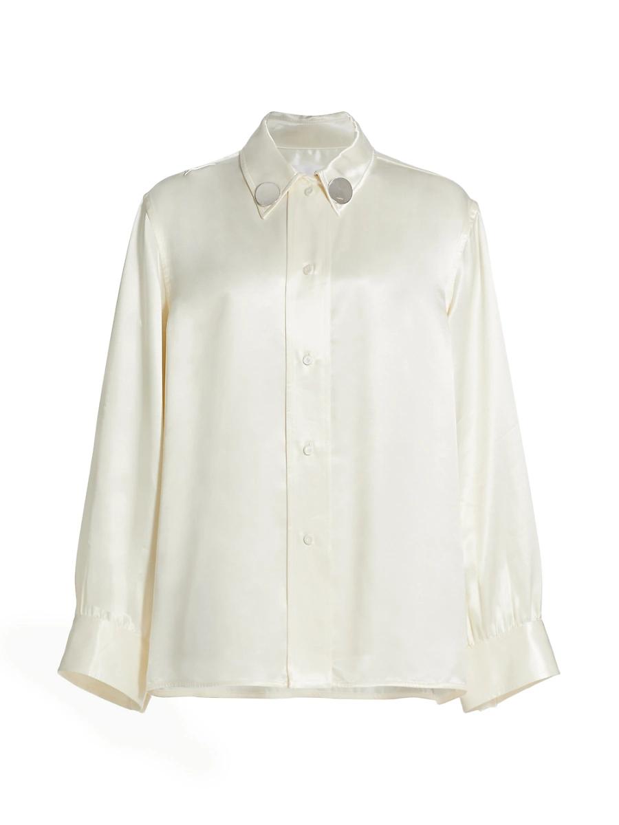 Womens Satin Gathered-Sleeved Shirt Product Image