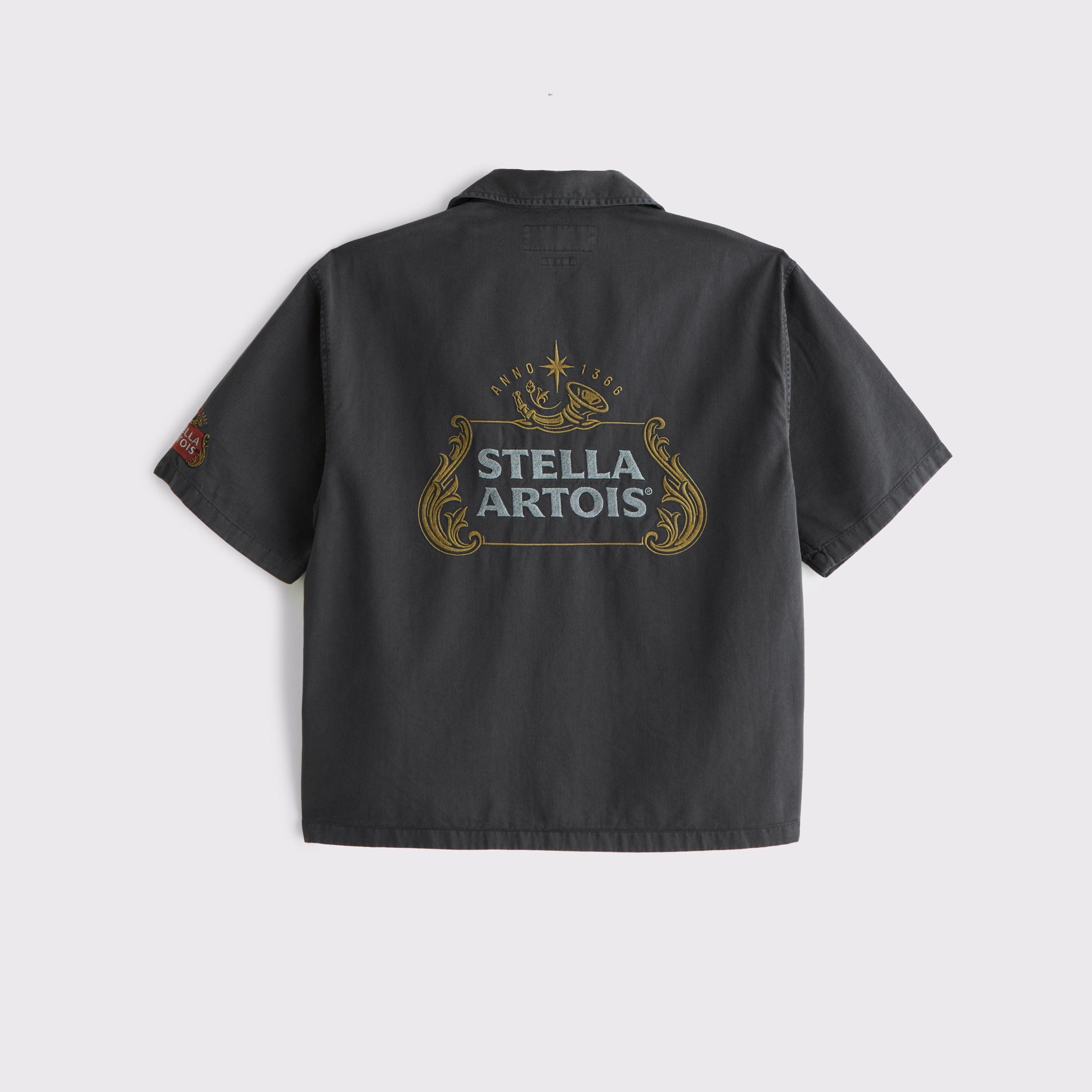 Short-Sleeve Cropped Modelo Workwear Button-Up Shirt Product Image