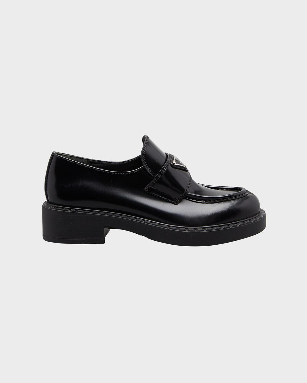 Leather Triangle Logo Loafers Product Image