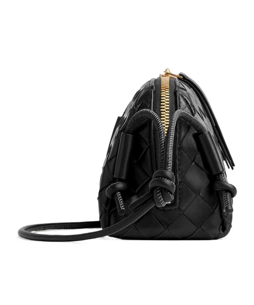 BOTTEGA VENETA Concert Mini Intrecciato Leather Pouch In Black Product Image