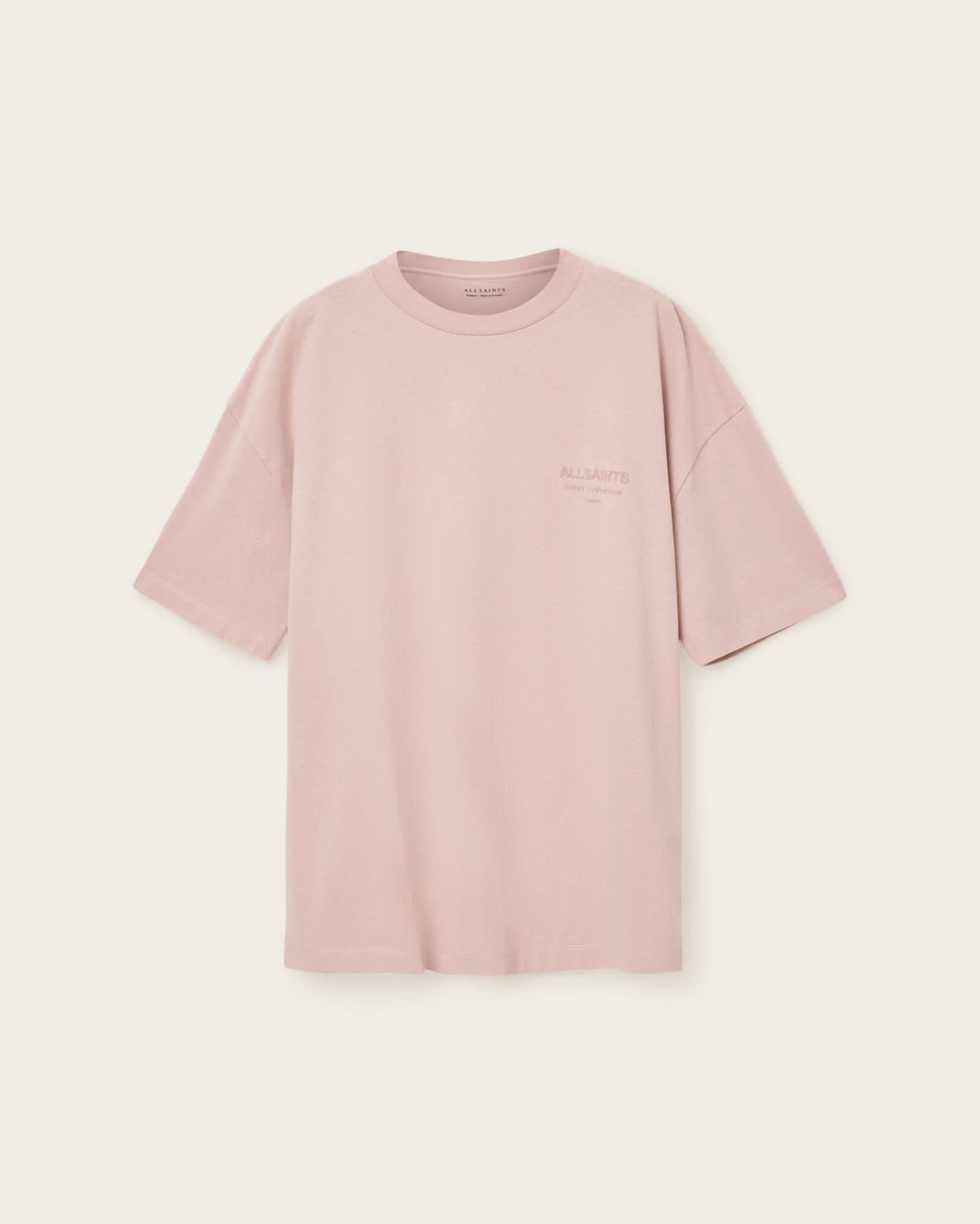 Xander Flocked Logo Oversized T-Shirt SOFT PINK | ALLSAINTS US Product Image