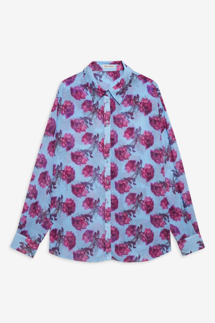 Floral Stems Button-Down Top — Blue Product Image
