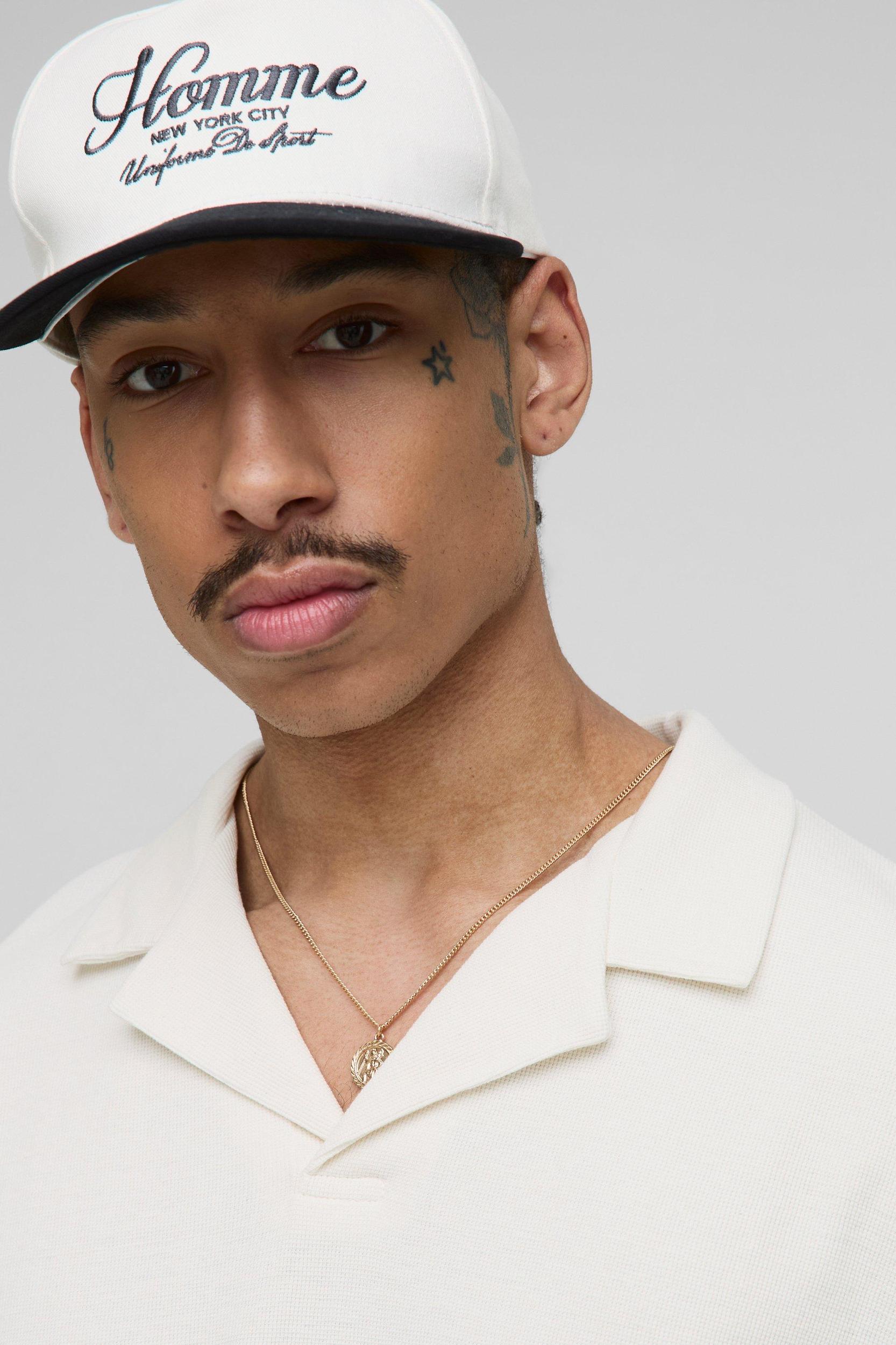 Oversized Revere Textured Jacquard Jersey Polo | boohooMAN USA Product Image