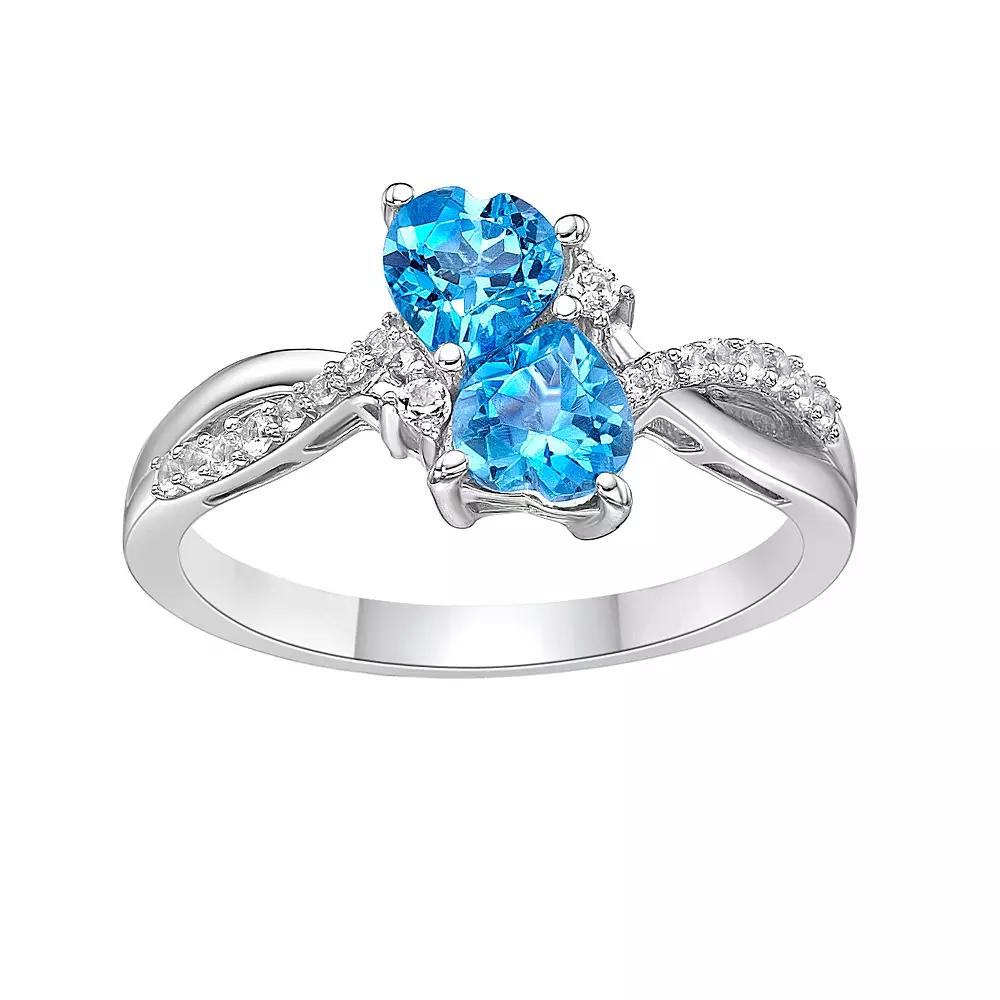 Gemminded Sterling Silver Blue Topaz & Lab-Created White Sapphire Ring, Women's, Size: 5 Product Image